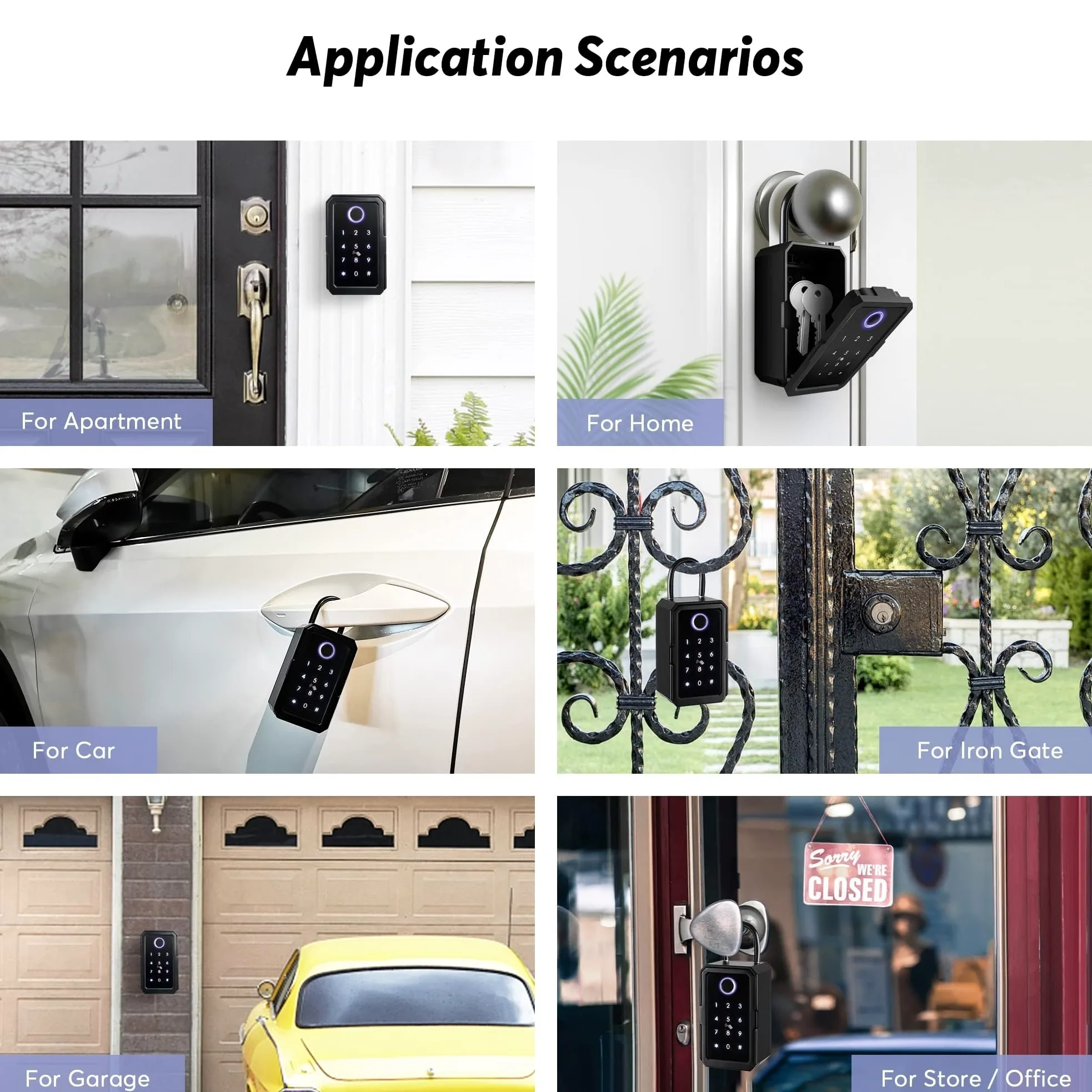 Cassaforte, Cassaforte impermeabile for esterni con serratura intelligente for password, antifurto, Tuya o TTLock APP, portachiavi(TUYA Version)