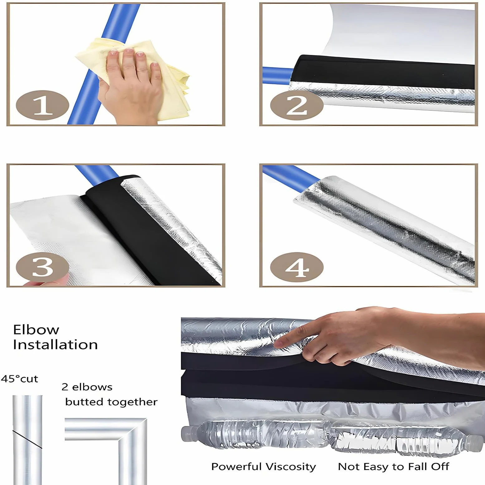 Guaina Isolante In Gomma Tubo Isolante Antigelo Per Esterni Isolante per Tubature Autosigillante Impermeabile Tubi dell'Acqua Calda e Fredda Guaina Isolante per Tubi Condizionatore (ID)133mm x (T)30mm