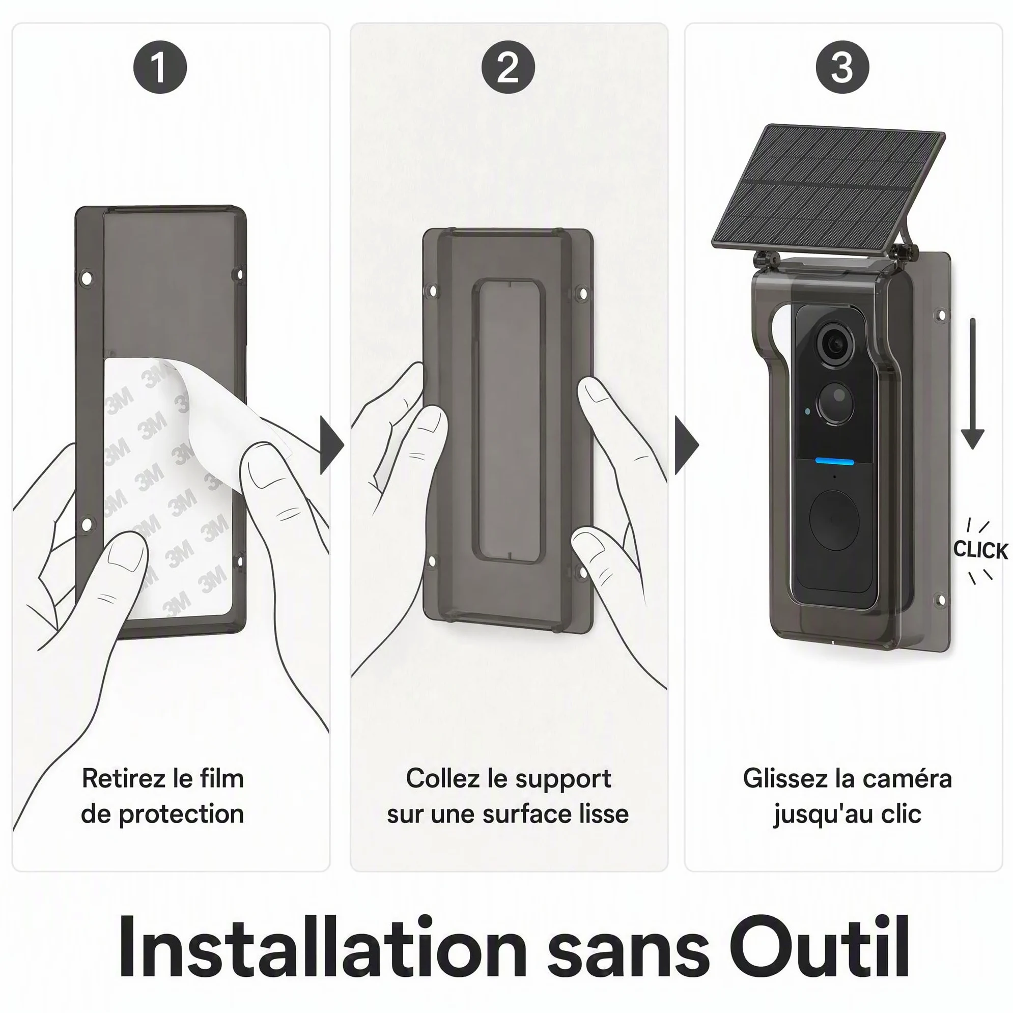 Whychstore Videocitofono wireless con copertura a energia solare, videocitofono 1080P con visione notturna e rilevamento del movimento PIR, IP65 impermeabile Smart Home Security per Tuya