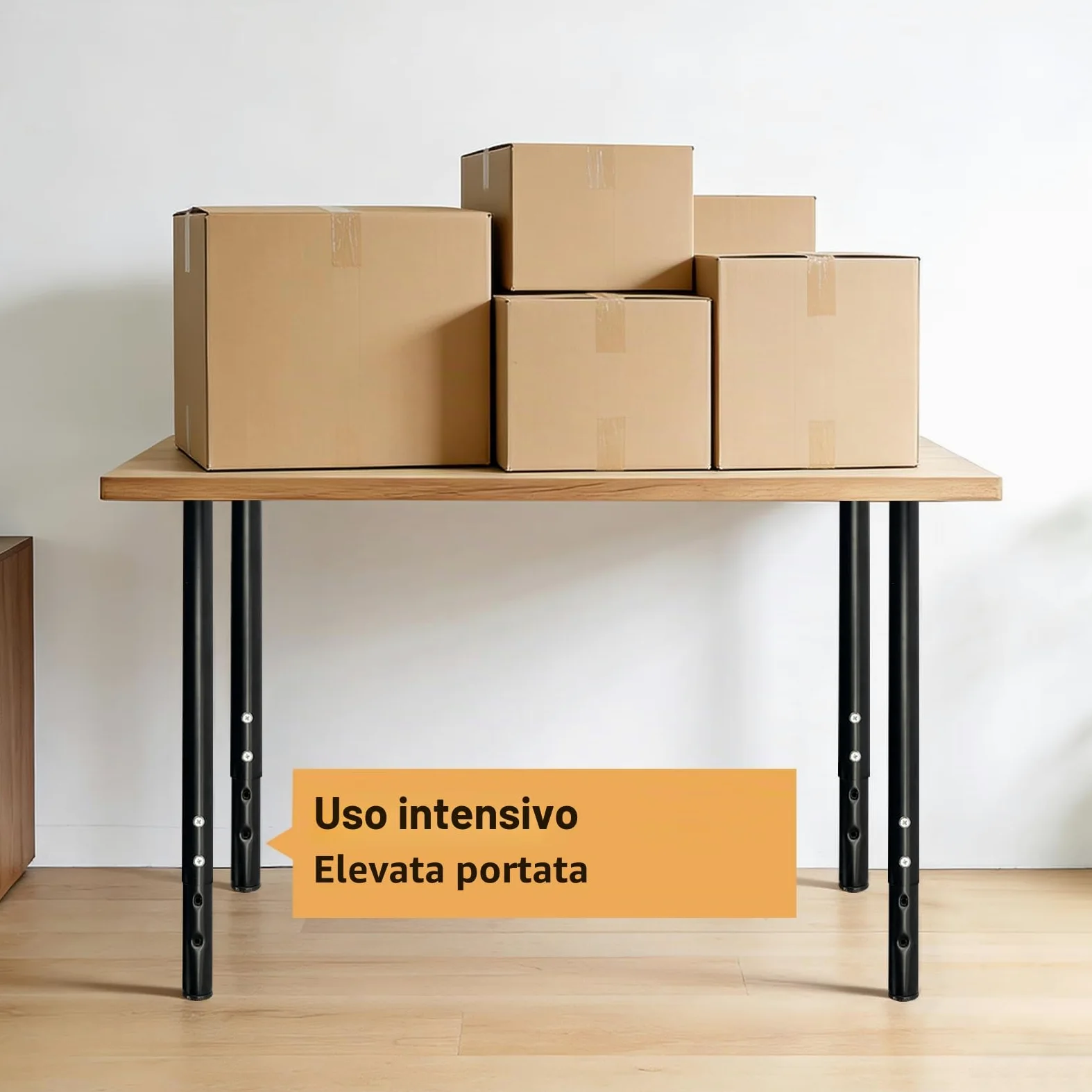 QLLY Gamba da tavolo regolabile in metallo, 60-100 cm, gamba per l'home office, set di gambe per mobili (1, nero)