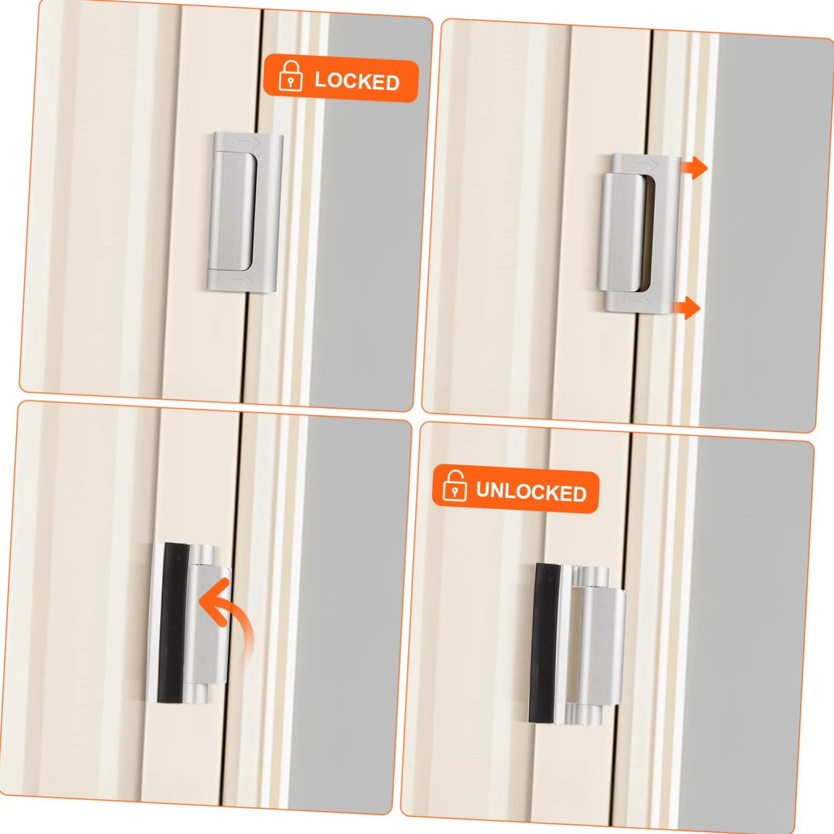 NUOBESTY 4 Set Serratura Sicurezza Per Porte Chiusura E Resistente Facile Installazione E Uso Accessorio Sicurezza E Appartamento 2 Pezzi*4