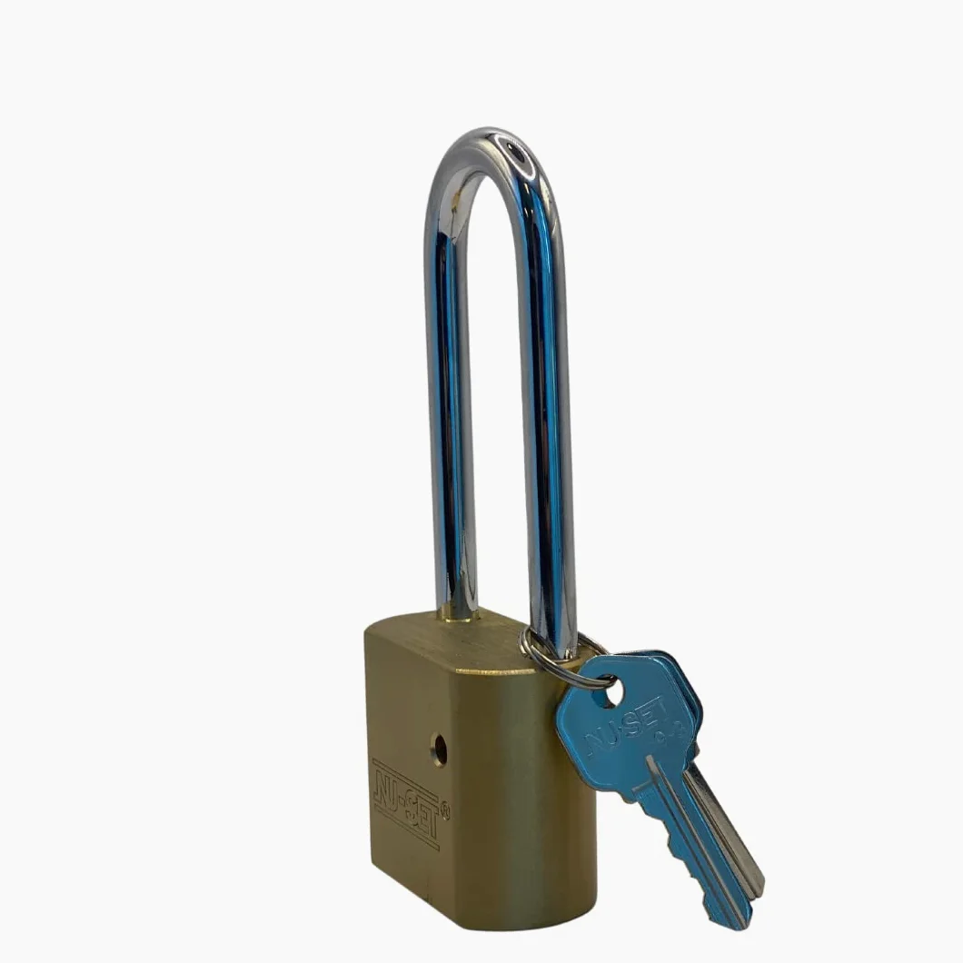 NU-SET Lucchetto in ottone massiccio resistente da 5,1 cm, temprato, lungo, confezione da 2 chiavi uguali