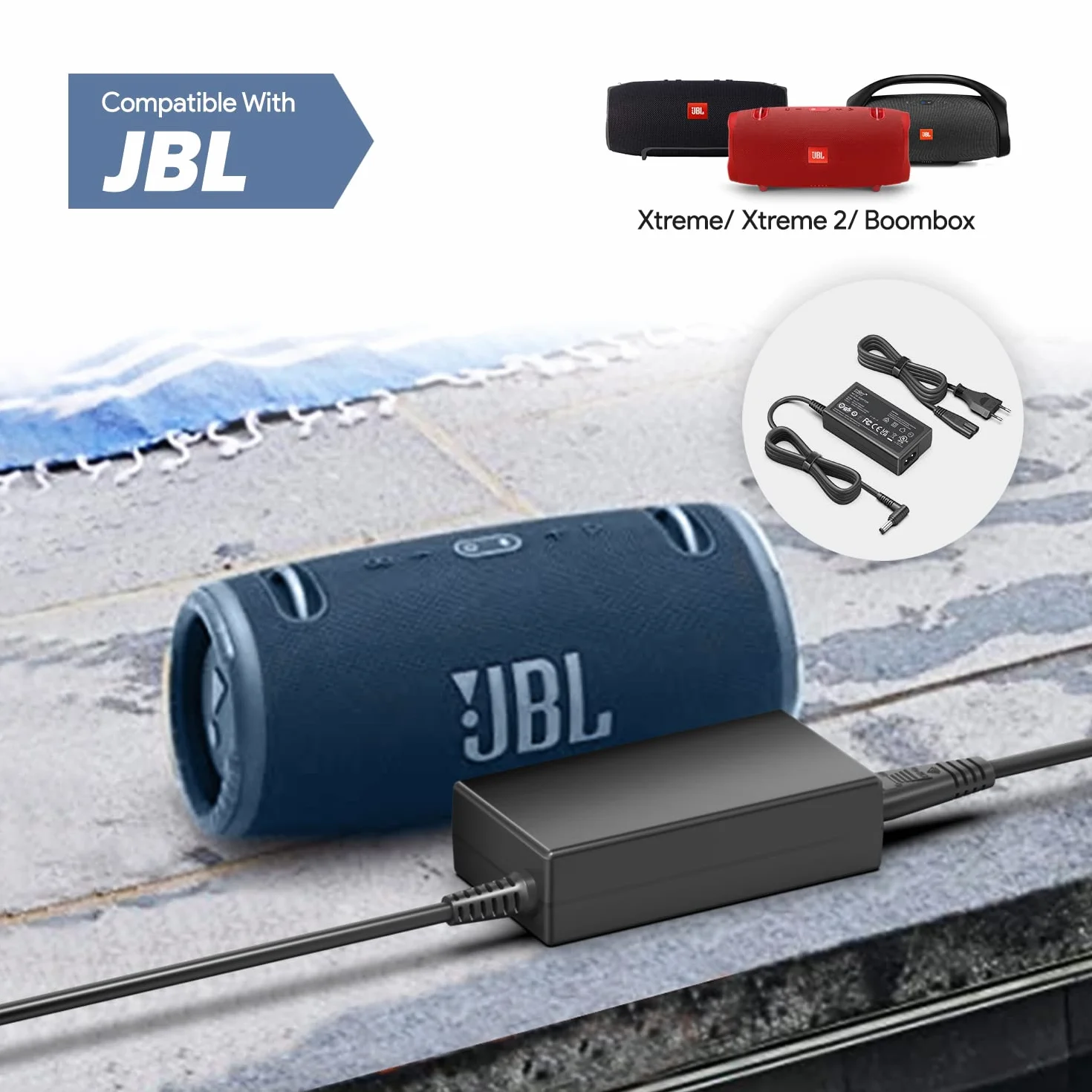 HKY 19V 65W Alimentatore Caricabatterie Caricatore per Altoparlanti Bluetooth portatile JBL Xtreme, JBL Xtreme 2/3, Xtreme Special Edition, Xtreme Plus & FUGOO XL, JBL Boombox 1/2, JBL BY HARMAN