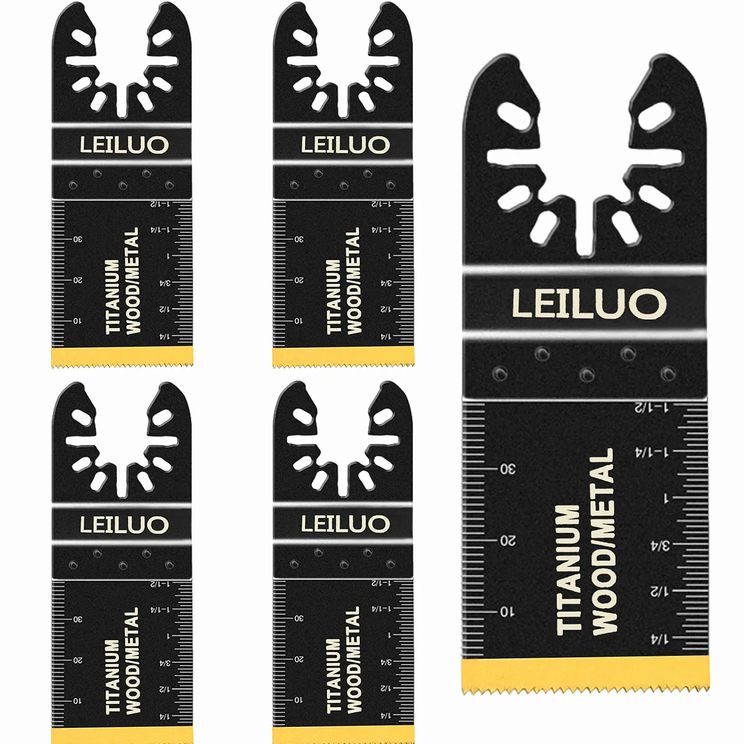 LEILUO - 5 lame oscillanti per utensili oscillanti in titanio, per materiali duri, chiodi in metallo, lame per sega oscillante, adatte per Dewalt, Rockwell, Milwaukee, Makita, Ryobi