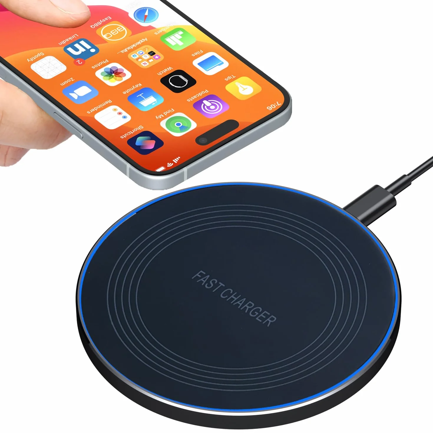 Caricatore Wireless Charger, 20W Max Caricatore Senza Fili Portatile Rapida Caricabatterie Wireless per Apple iPhone 16/15/14/13/12/11/SE/X/8, Caricatore per Samsung Galaxy S23 S22 S21, Pixel, Huawei
