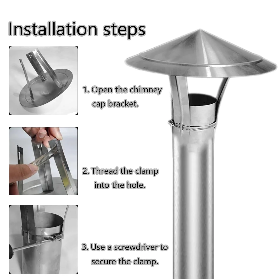 Copertura canna fumaria in acciaio inox | 50-300 mm, Scenario di utilizzo: ventilazione del camino e scarico fumi