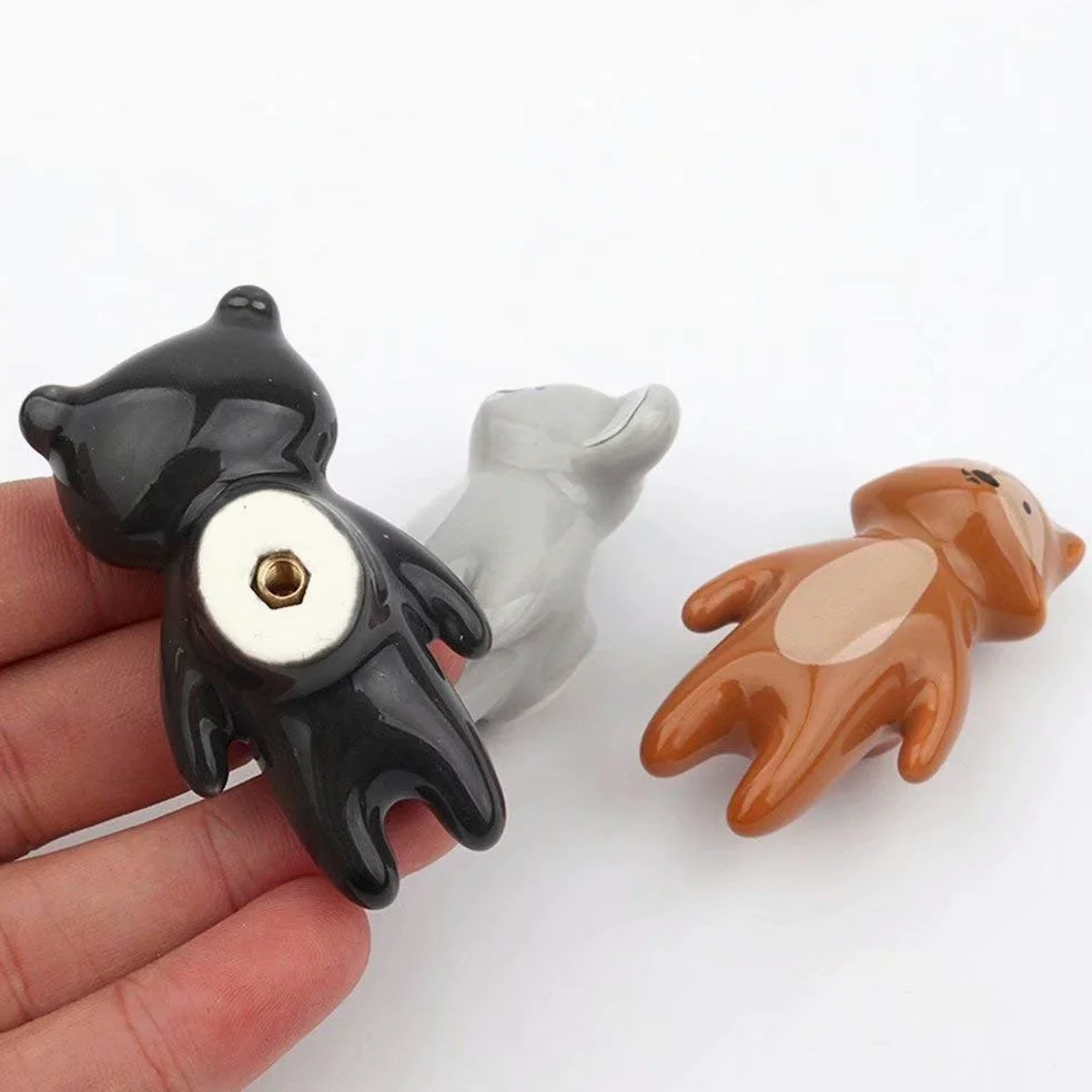 Pomelli in ceramica, 10 pezzi Pomelli in ceramica a forma di volpe Maniglie per mobili in stile animale del fumetto Maniglie decorative per porte del cassetto dell'armadio con viti(Koala)