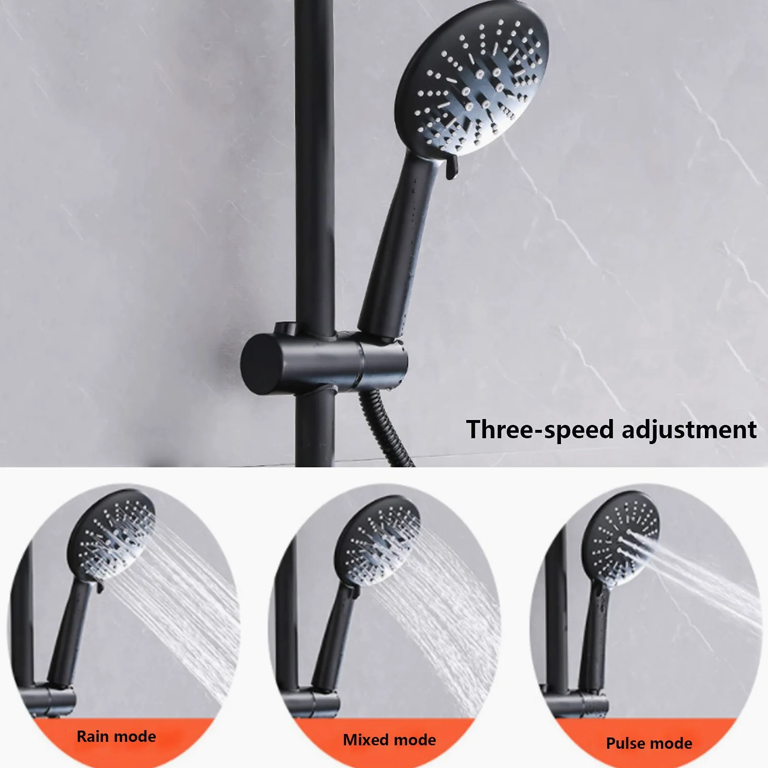 Set Doccia a Pioggia con Display Digitale a LED da 9 Pollici, Miscelatore Combinato in Ottone a Parete con Testa, beccuccio per Vasca, doccetta a 3 modalità, doccetta Bidet