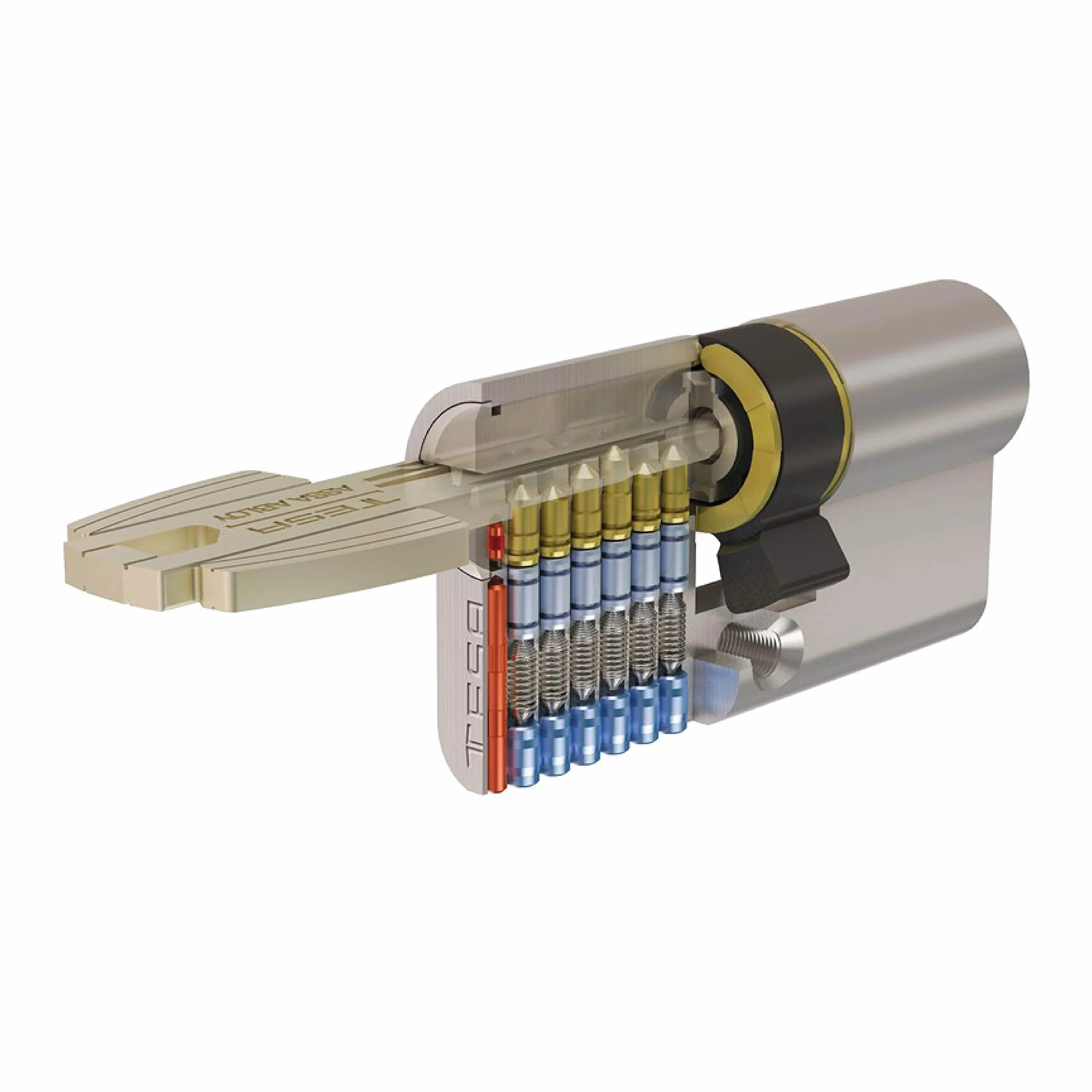TESA T6553070N Cilindro europeo T60, 30 x 70 mm, nichelato, per serrature a profilo europeo