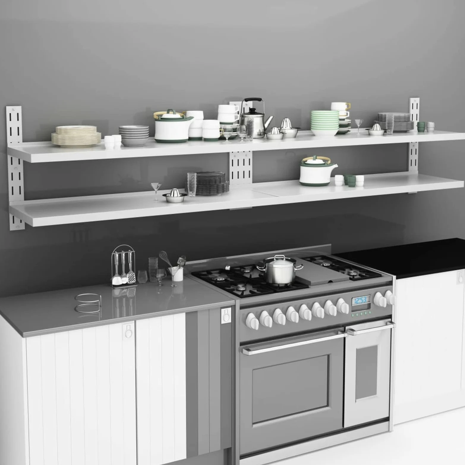 ZHOUMIN Mensole Galleggianti a 2 Livelli 2 pz in Acciaio Inox 300x30 cm,Mensola da Parete,Mensole da Muro,Mensole da Muro Design Moderne