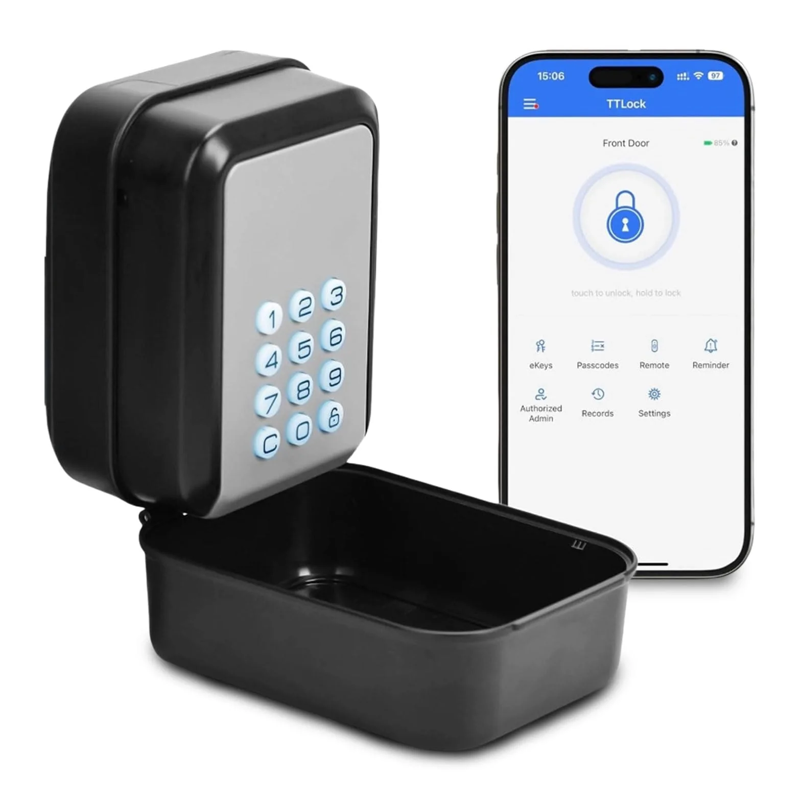 Smart Key Box, Bluetooth Lock Box supporta app TTLock e codice PIN, cassaforte con codice numerico a 12 cifre, adatto per esterni e impermeabili