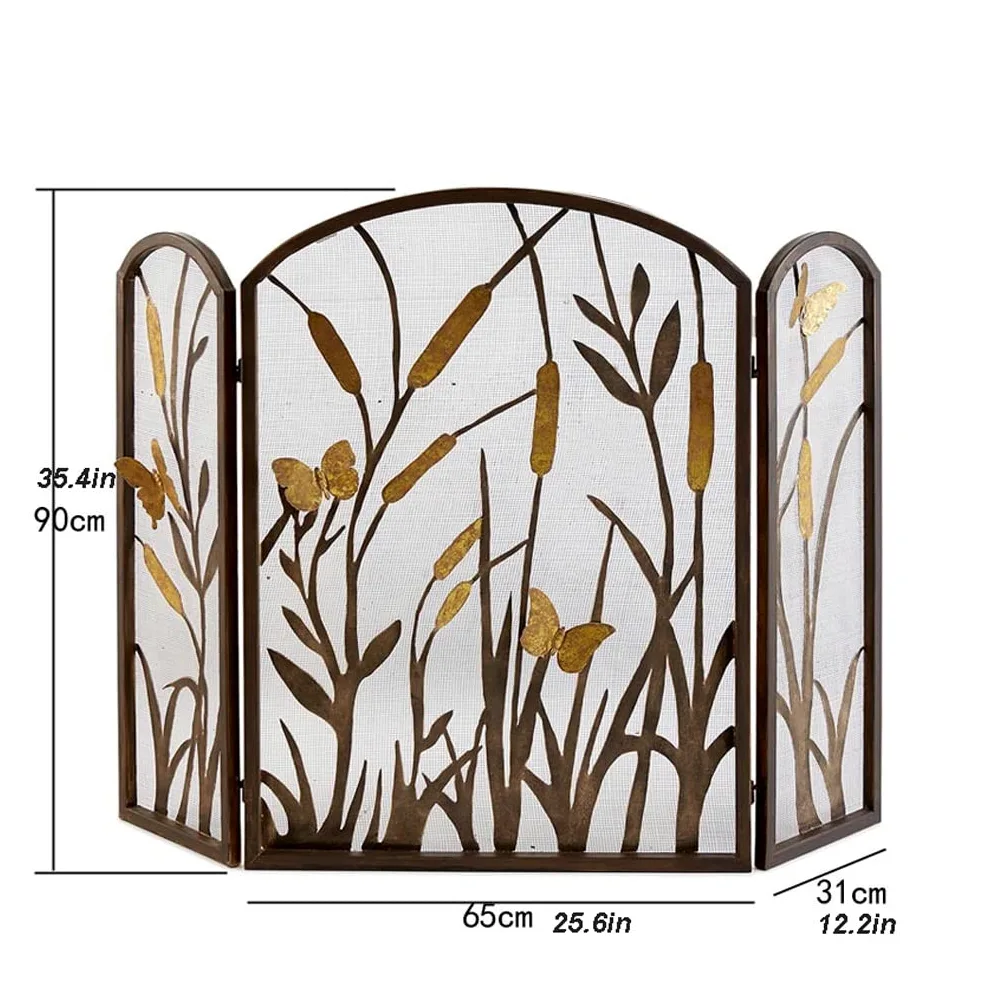 Schermi per Caminetti di Guardia Schermo fattorino camino con rete for rendere la vecchia farfalla cattail decorazione camino copertura protettiva copertura cavo recinzione partizione Accessori per Ca