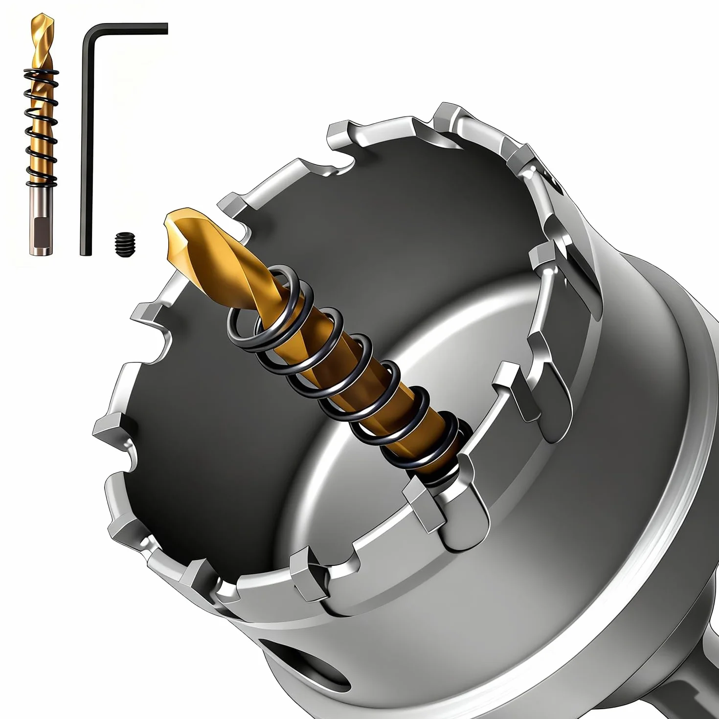 Trapano a Corona 80mm Carburo di Tungsteno TCT 3 Taglienti per Acciaio Inox Metallo