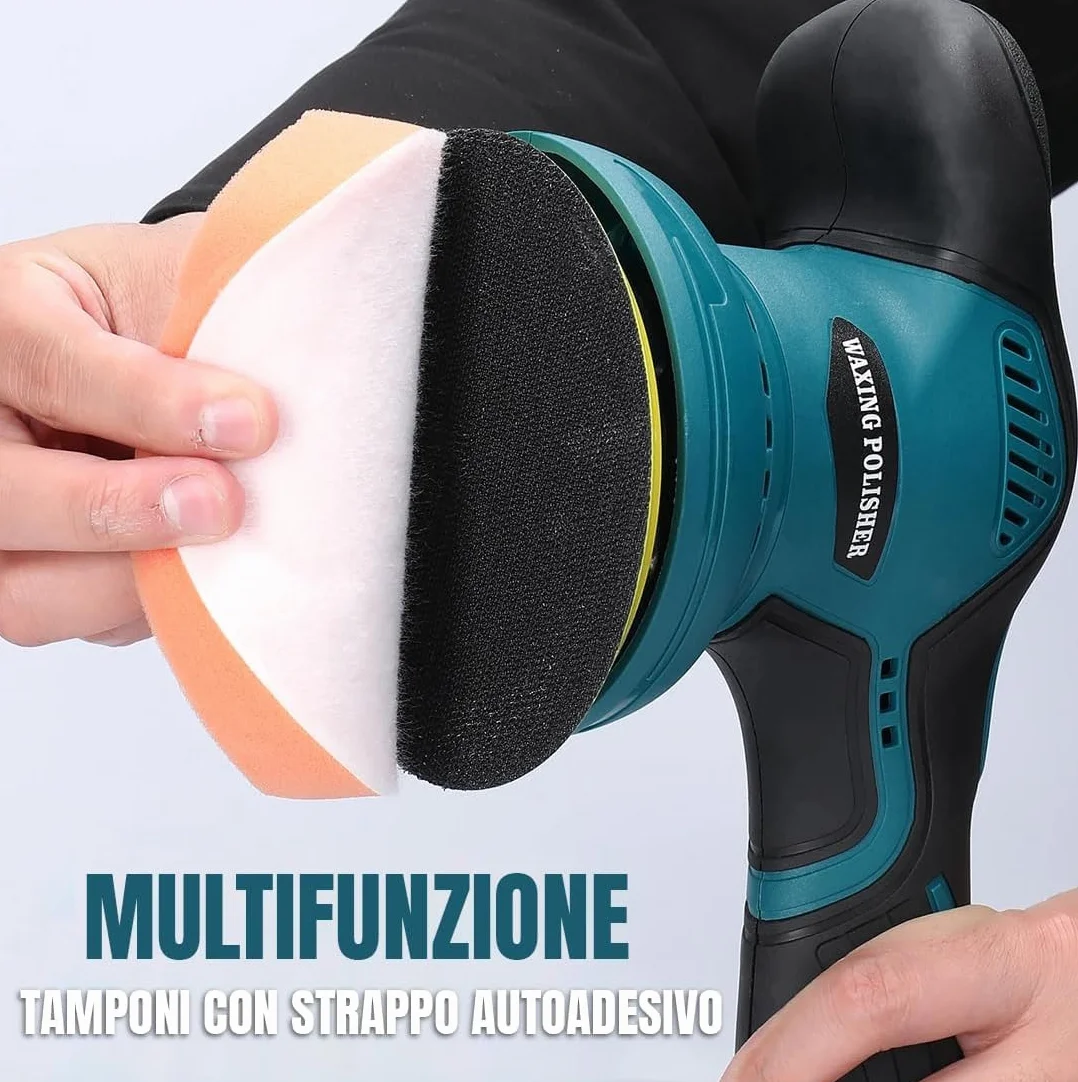 Lucidatrice per Auto a Batteria 24V 380W Professionale Rotorbitale con 2 Batterie 8 Velocità Kit Completo