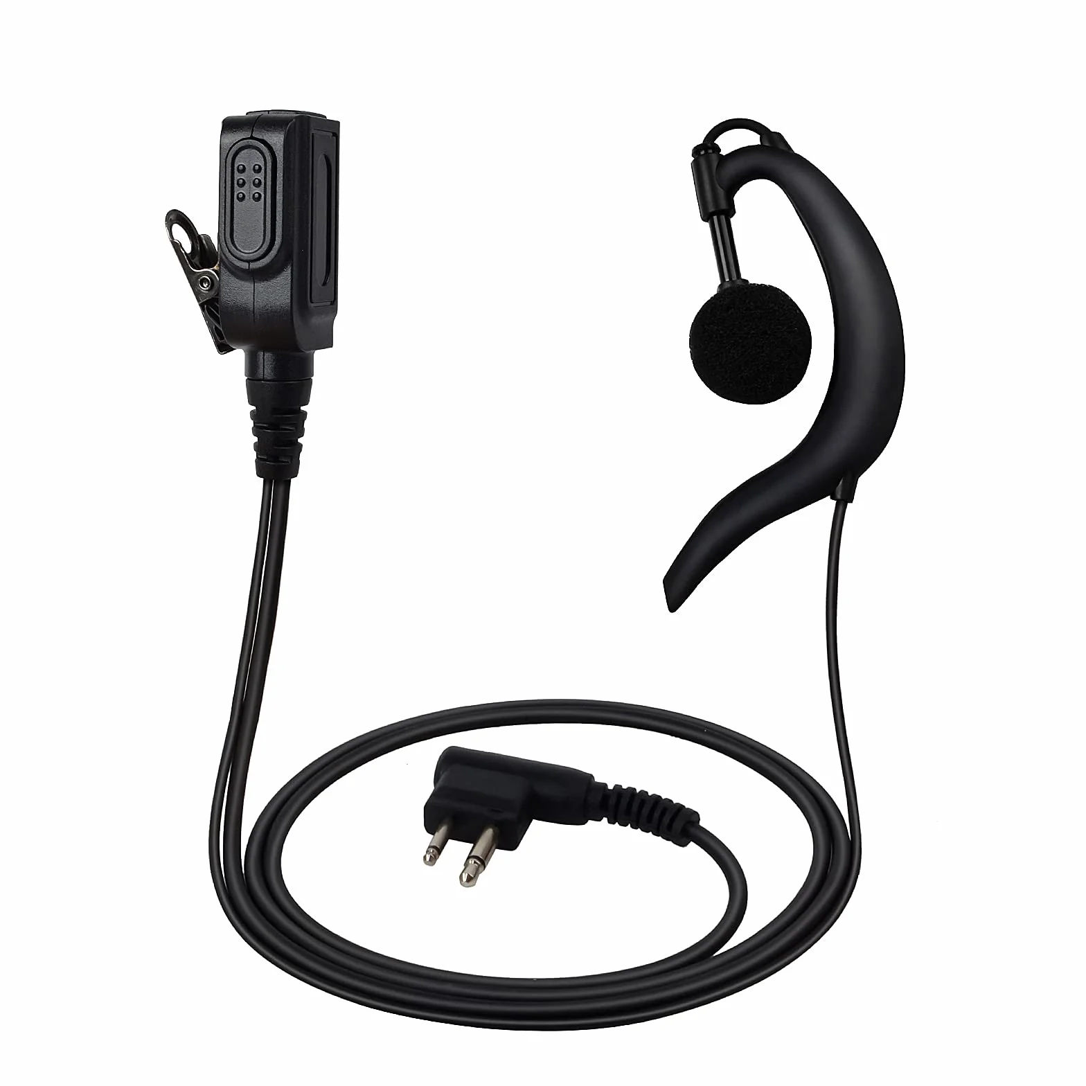 UAYESOK Auricolare di sicurezza a forma di G con microfono PTT a 2 pin per radio Motorola CP040 CP140 CLS1110 CLS1410 Hytera Midland a 2 vie