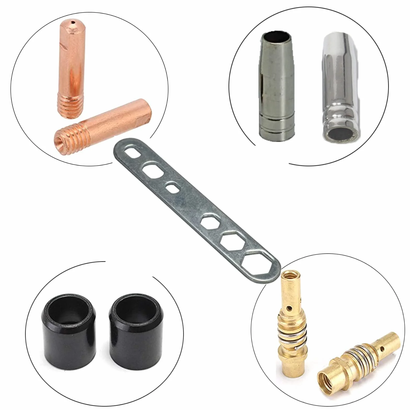 MB15AK MIG Accessori per Saldatrice, Set Materiali di Consumo Saldatura Torcia Contatto Ugello Gas 19 Pezzi