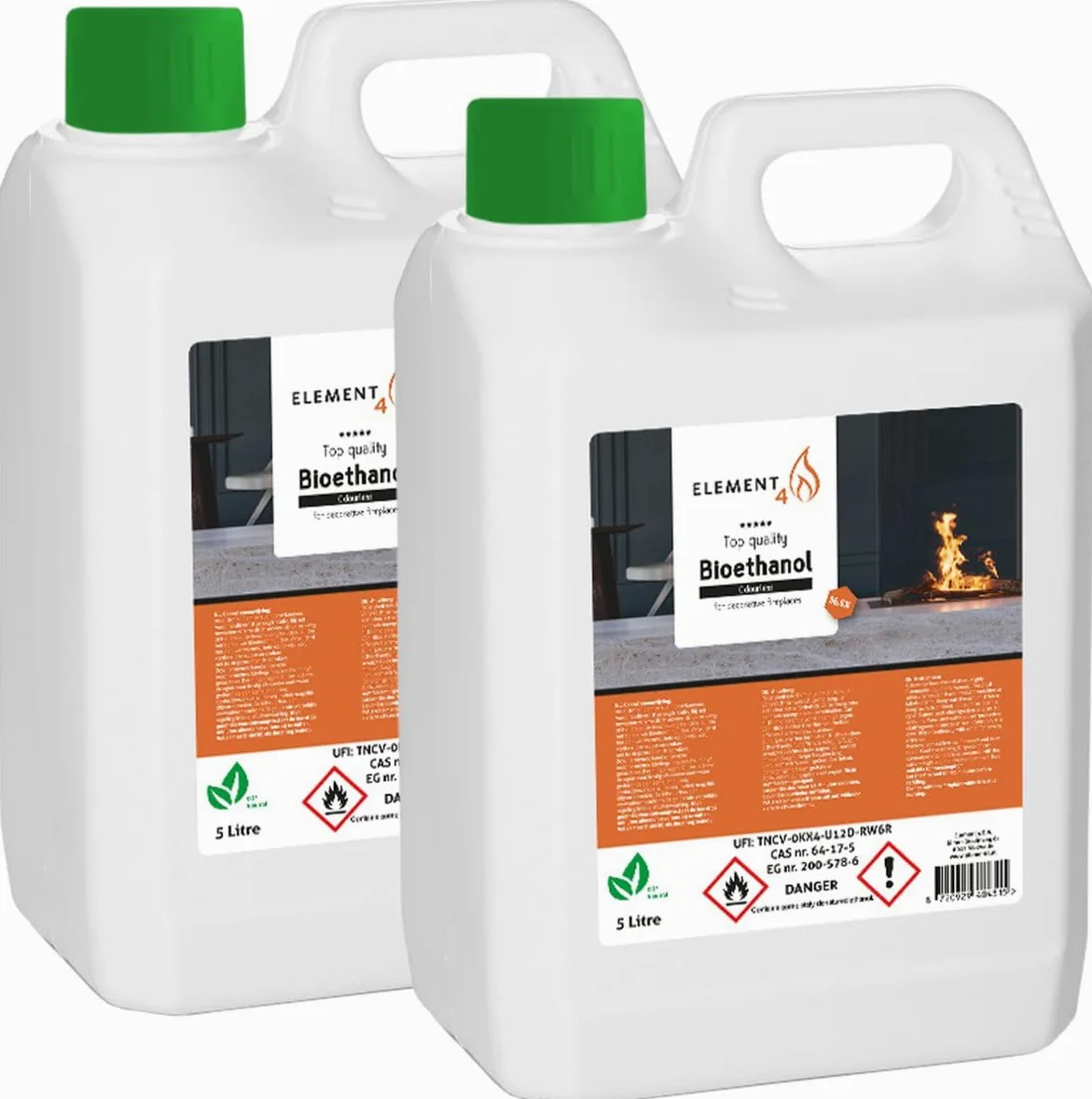 Element4 Bioetanolo 10 Litri Inodore – Bioetanolo Premium, 96,6% - adatto per tutti i caminetti a etanolo