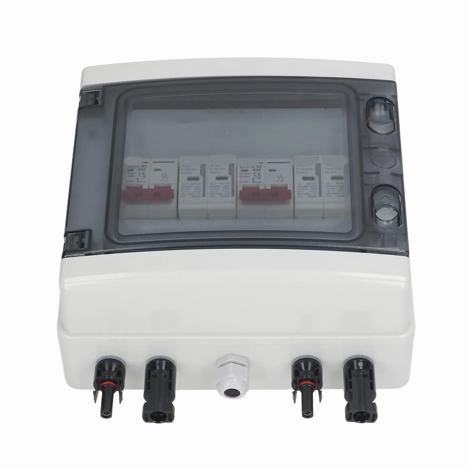 Interruttore Automatico Solare, Interruttore Automatico Fotovoltaico con Accessori di Protezione, Interruttore Automatico DC 500 V 32 A 2 in 2 Out con Scatola, Rastrelliere per