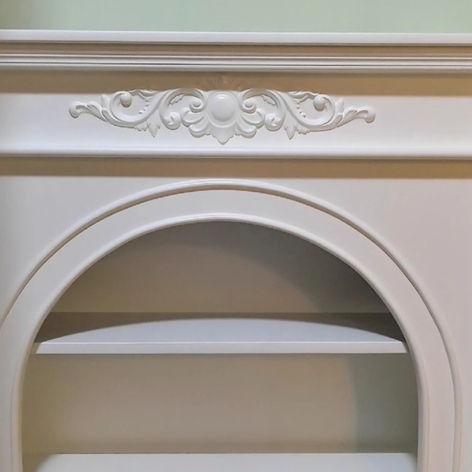 Cornice per caminetto Cornice Decorativa for Camino in Legno massello ad Arco Bianco(XL)