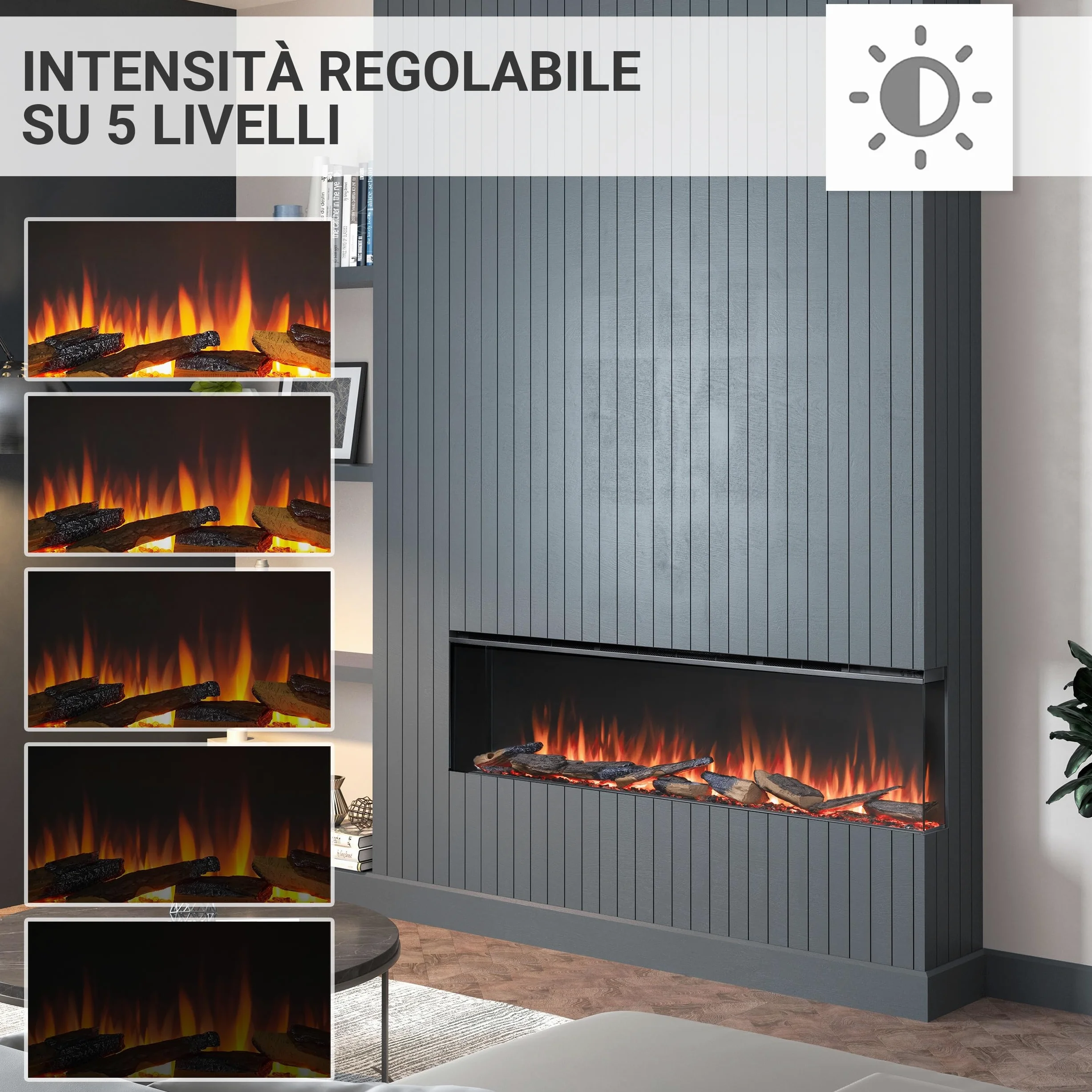 BALDERIA Athena 60 - Camino elettrico da incasso e camino elettrico da parete