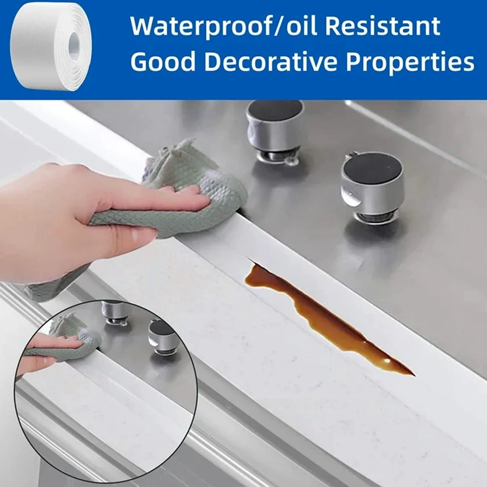 Nastro sigillante, 2 Rotoli di Nastro sigillante Autoadesivo Mastice for Bagno, WC, Adesivi murali angolari