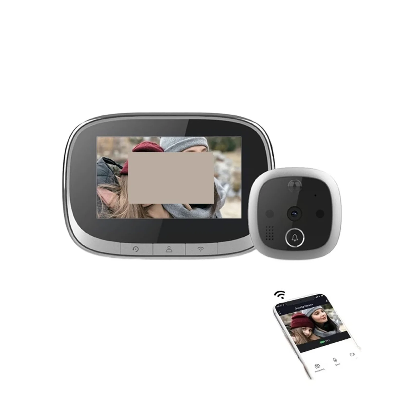 Videocamera per Campanello, Telecamera for campanello video Tuya con rilevamento del movimento for la visione notturna del campanello Monitor a schermo LCD da 4,3 pollici for l'archiviazione cloud a 2