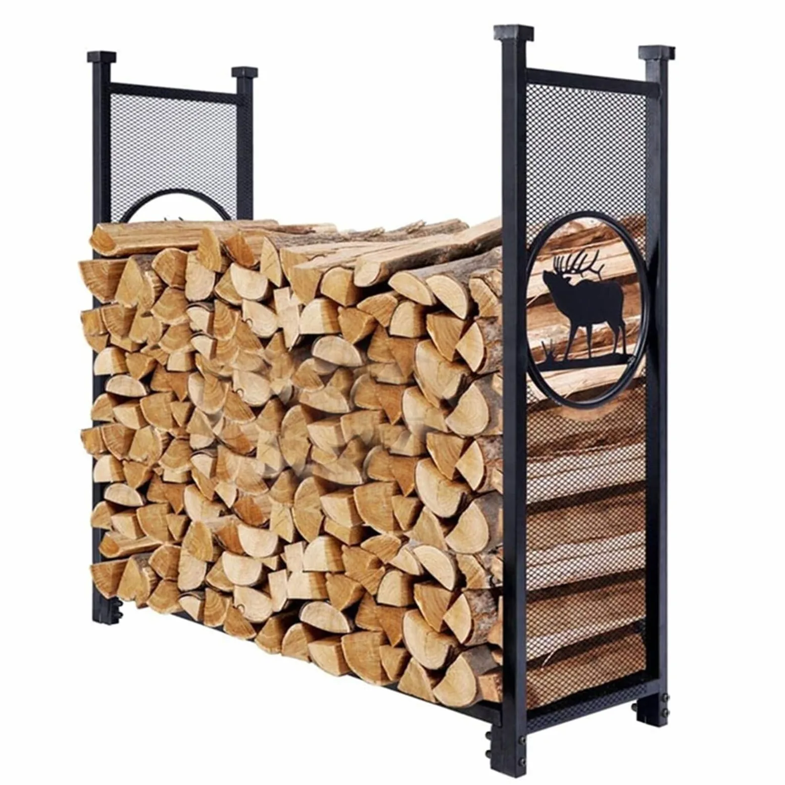 Portalegna da ardere in metallo resistente, 1,2 m, per patio, giardino, portico, terrazza, legname per una gestione efficiente della legna da ardere