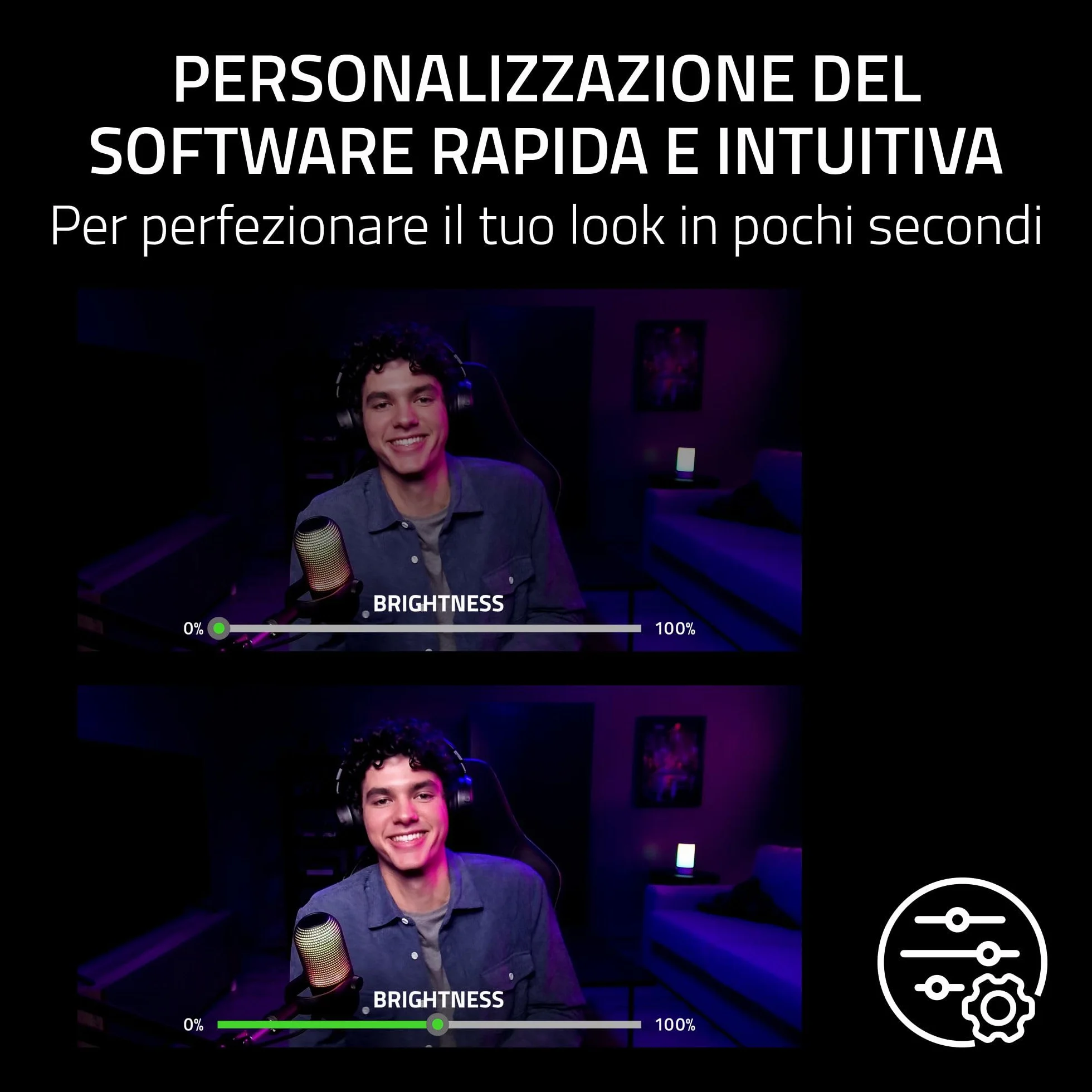 Razer Kiyo V2 X - Webcam Full HD 1080p 60 FPS per Creatori - Autofocus Veloce - Obiettivo Grandangolare - Microfono Integrato - Compatibile con Open Broadcaster Software e Xsplit | Bianco
