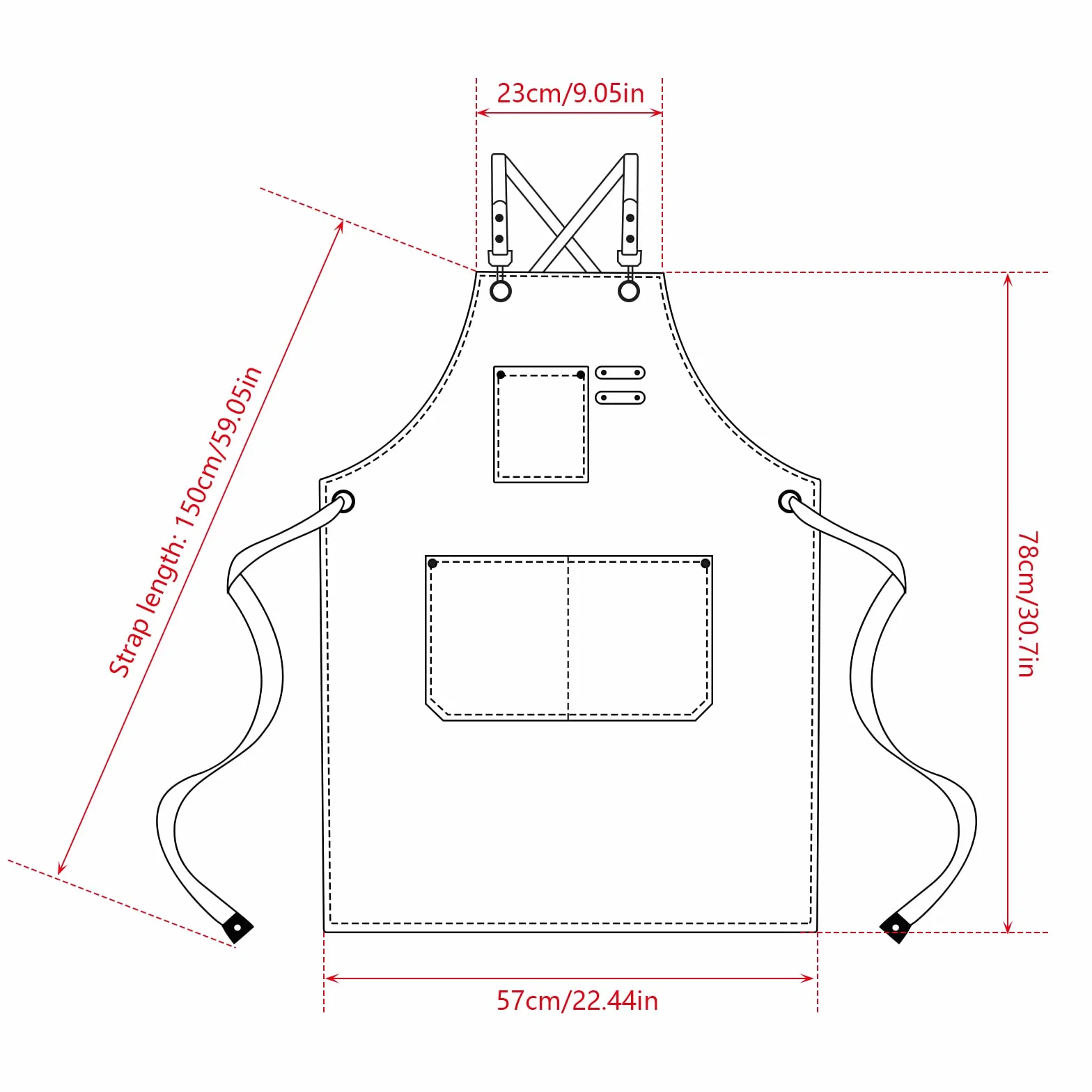Grembiule da Lavoro, Grembiule Donna/Uomo Durevole di Tela con 3 Tasche per Falegname Tatuatore Fabbro Pittore Barista, Design a Tracolla, Adatto per Casa Lavoro Campeggio all'Aperto - Marrone