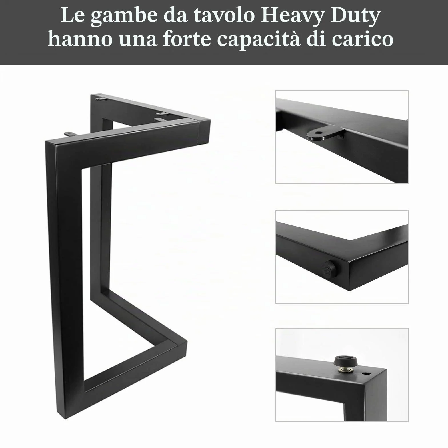 Gambe per Tavolo in Acciaio a Forcina con Viti e Piedini