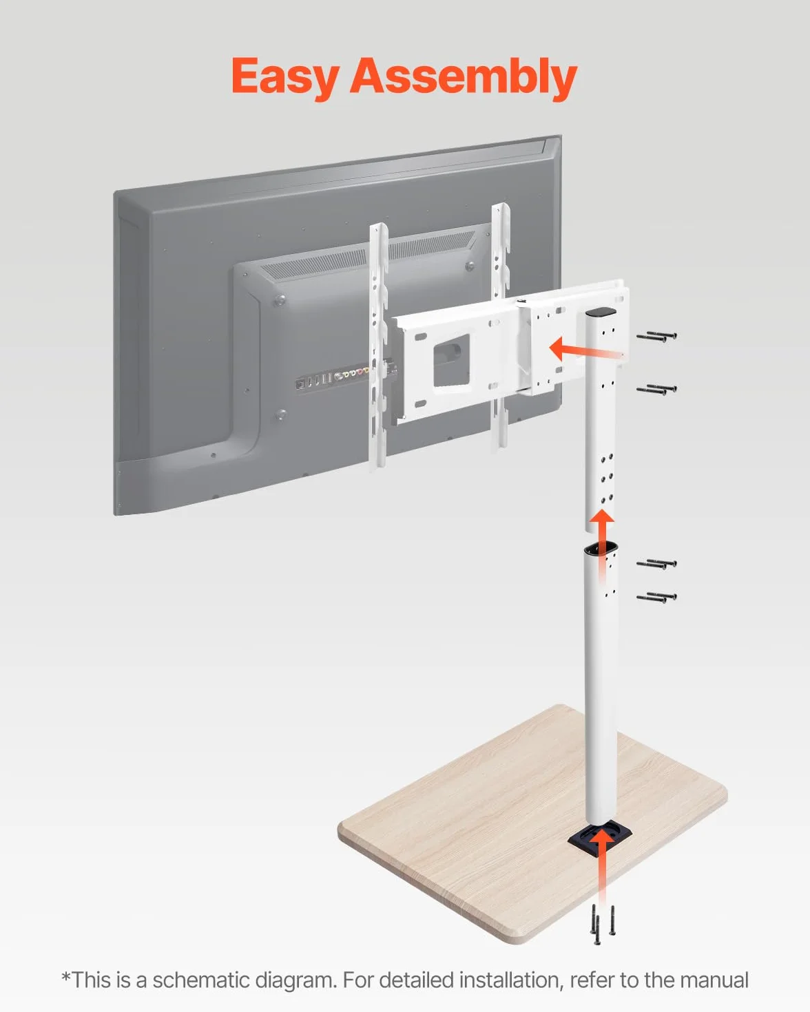 VEVOR Carrello Porta TV con Ruote per Schermo da 812,8-1778 mm Carico max. 45 kg Carrello Porta TV Rotazione Sinistra-Destra 25° Altezza Regolabile con Ripiano per Angolo da Casa Ufficio