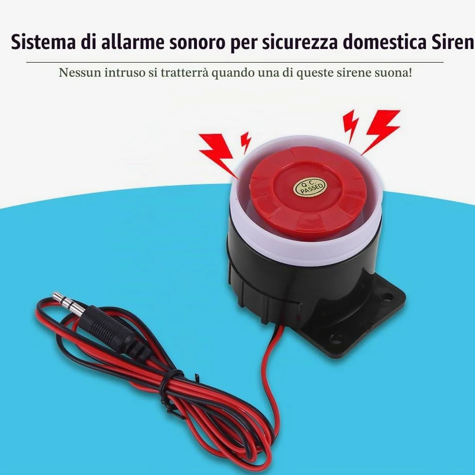 Sistema Di Allarme Cablato Di Sicurezza Domestica Con Sirena 110 dB - Mini Tromba DC 12V - Sistema Di Sicurezza Sonoro