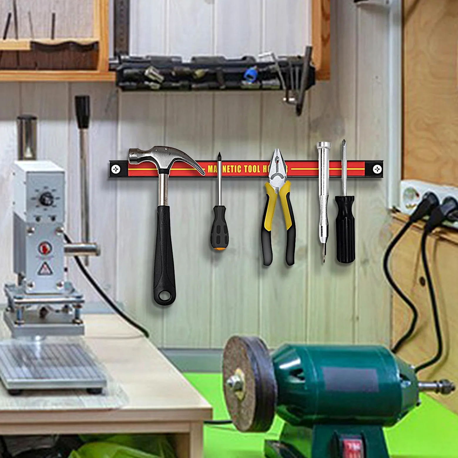 Barra portautensili magnetica | Portautensili di grande capacità | Portautensili antiruggine | Organizer per attrezzi di riparazione auto, organizer per attrezzi da officina, garag