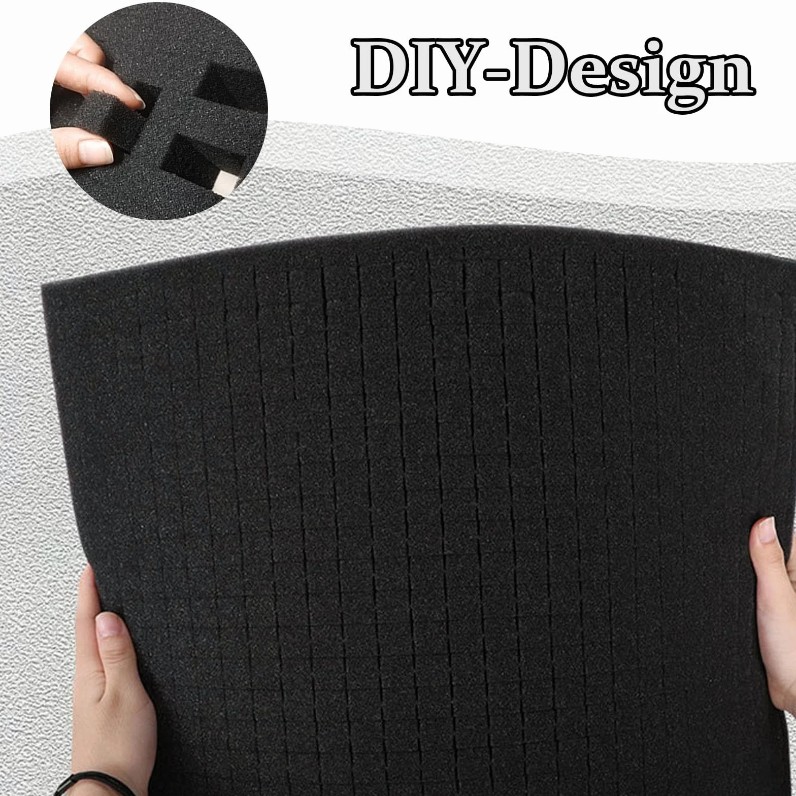 Gommapiuma a Griglia 400 x 300 x 50 mm 2 Pezzi Nero Inserto Pretagliato