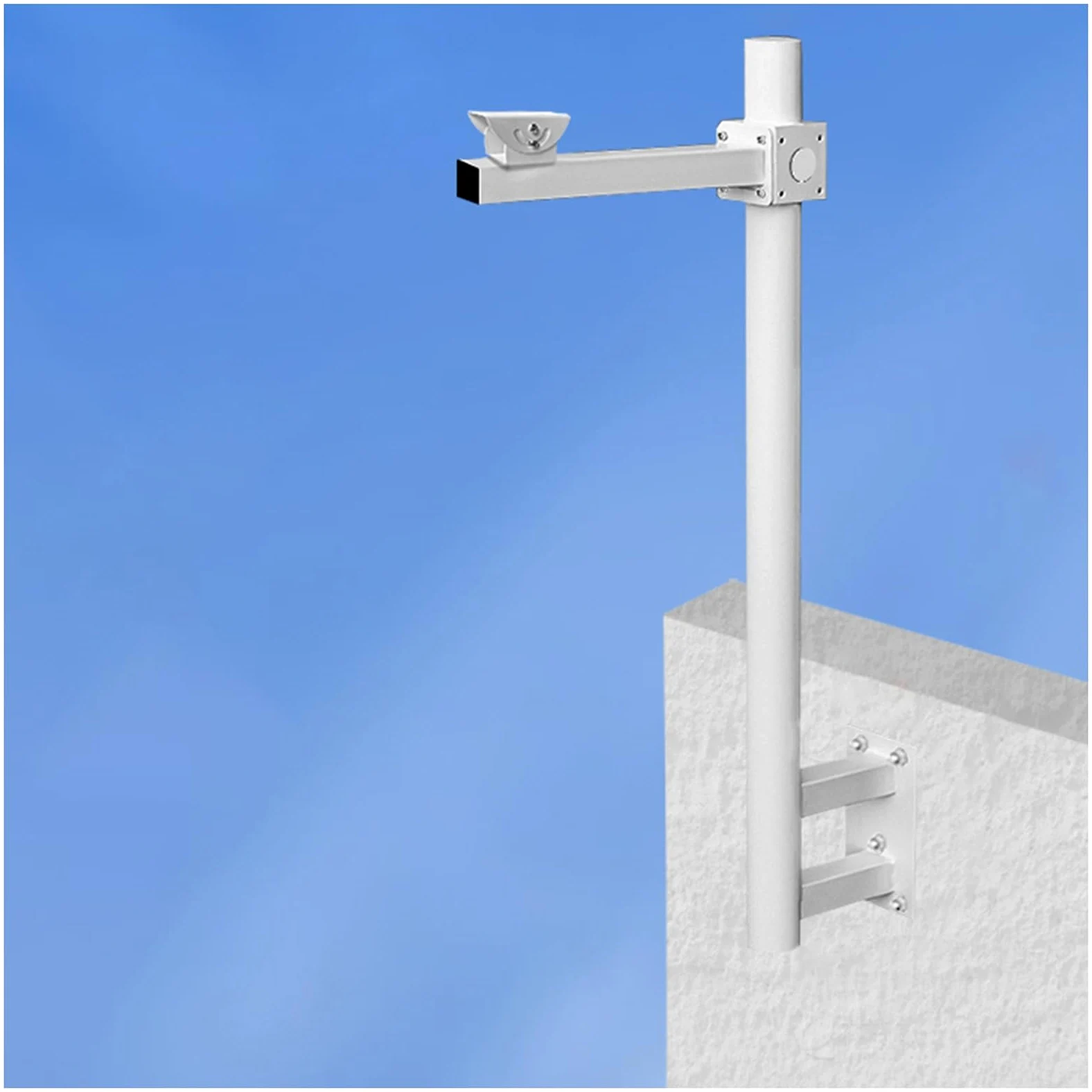 Supporto universale per telecamere di sicurezza e sorveglianza, palo in acciaio zincato bianco per installazione esterna