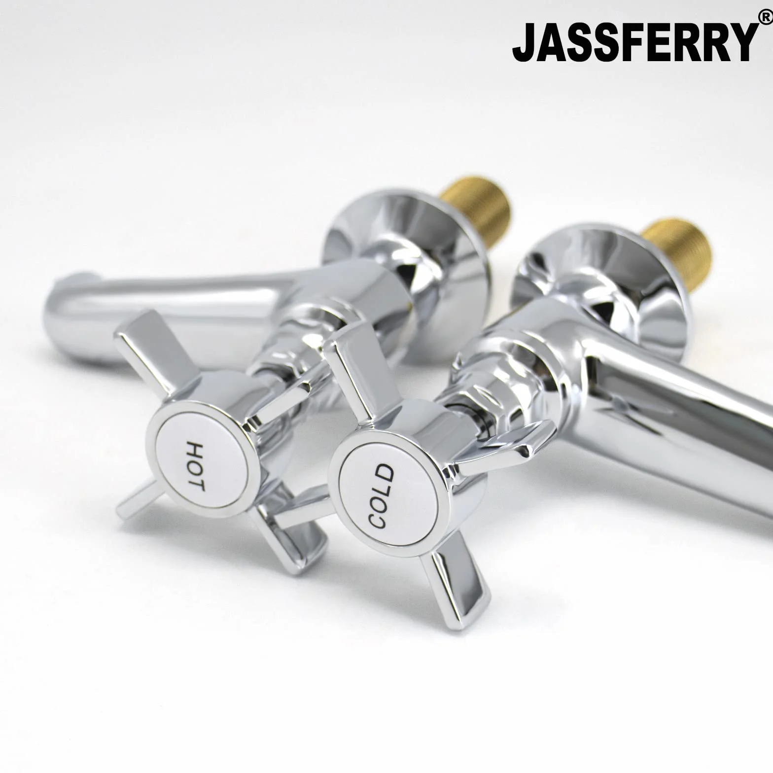 JASSFERRY - Coppia di rubinetti per lavabo, con manico a croce in ceramica, per lavandino da 1,2 cm