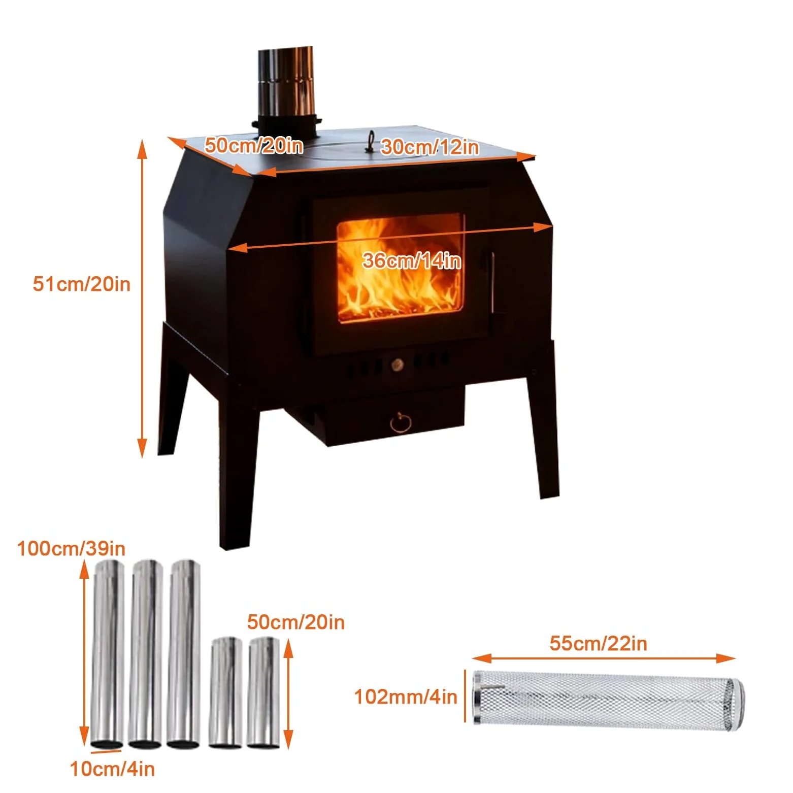 Stufa a Legna con Forno, Cucina a Legna, Resistente Alle Alte Temperature, con Oblò, per Grigliare, Cucinare e Riscaldare