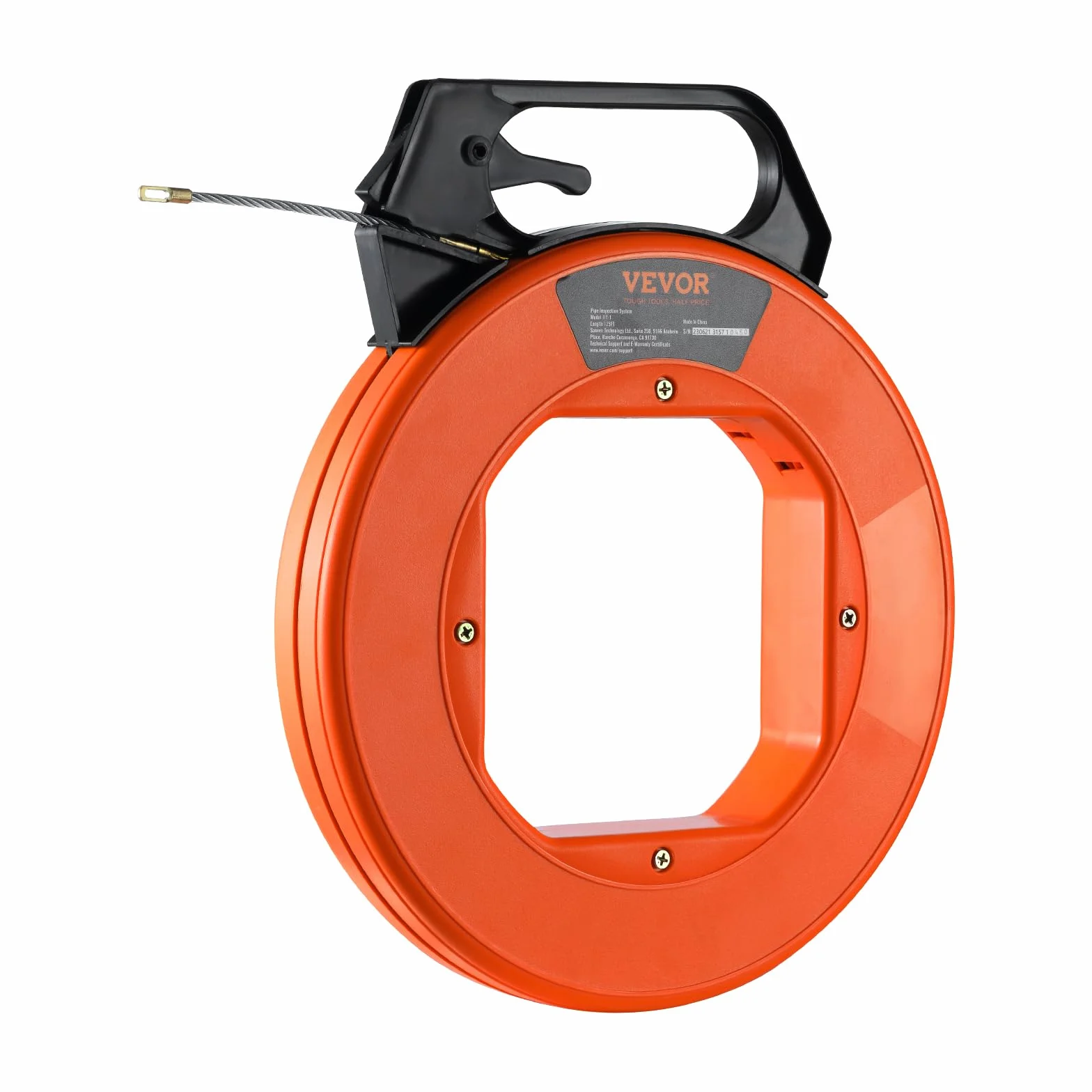 VEVOR Ago da Elettricista 38,1m Estrattore per Cavo Elettrico Estrattore per Cavo Flessibile da 4,5 mm con Custodia in Plastica Guanti con Manico Resistente da Parete Condotti Elettrici Non Conduttivi