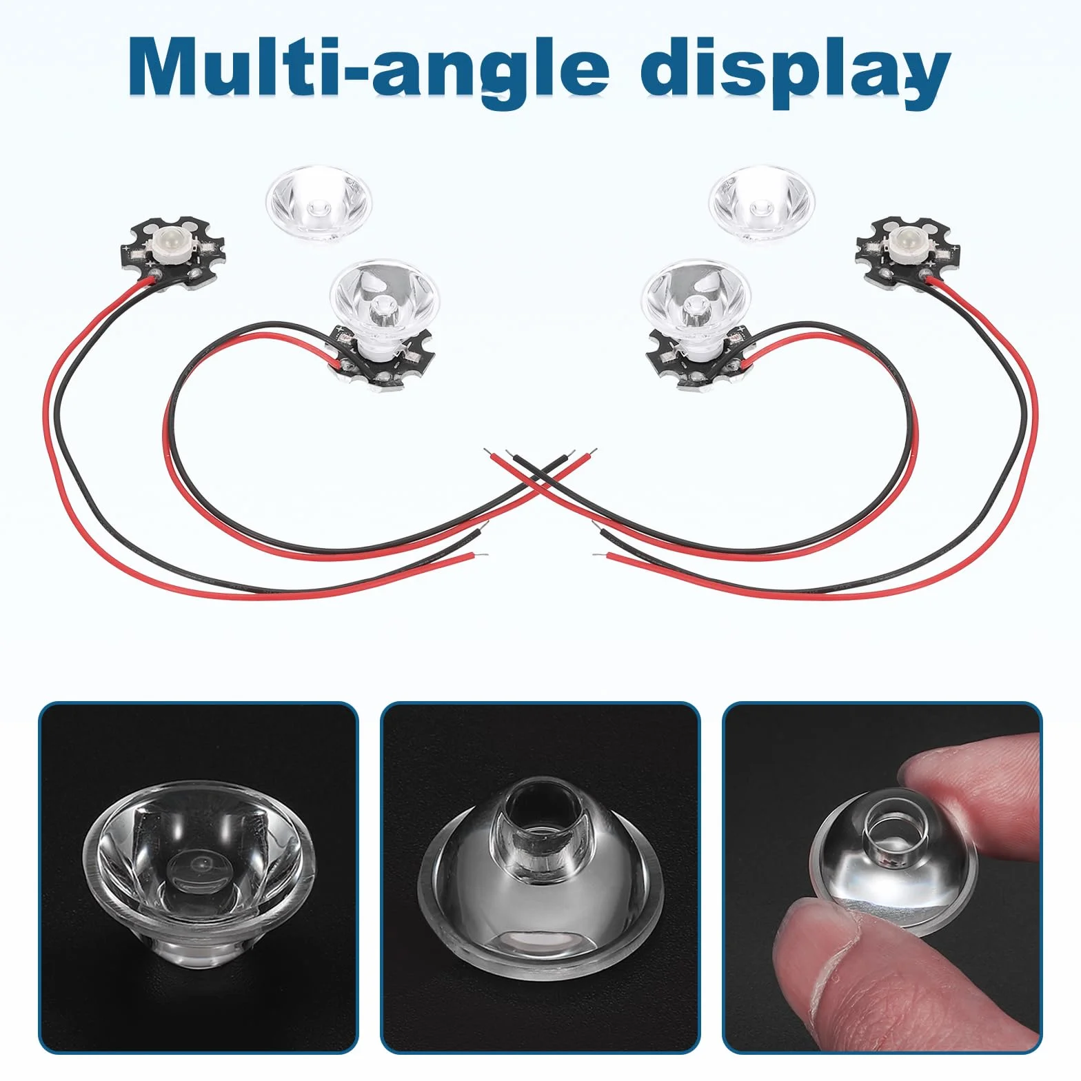 PATIKIL 90 Gradi 20mm Lente LED Ad Alta Potenza, 20 Pz Lente Riflettore Collimatore Ottica Acrilica PMMA Superficie Liscia Lenti A Fuoco Per Lampadina LED 1W Pannello Faro, Trasparente