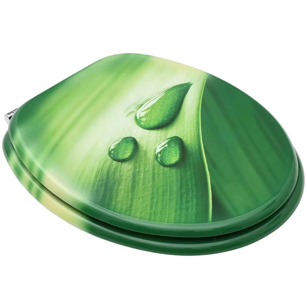 Set di 2 sedili anteriori WC con coperchi in MDF verde gocce d'acqua 02_0002975