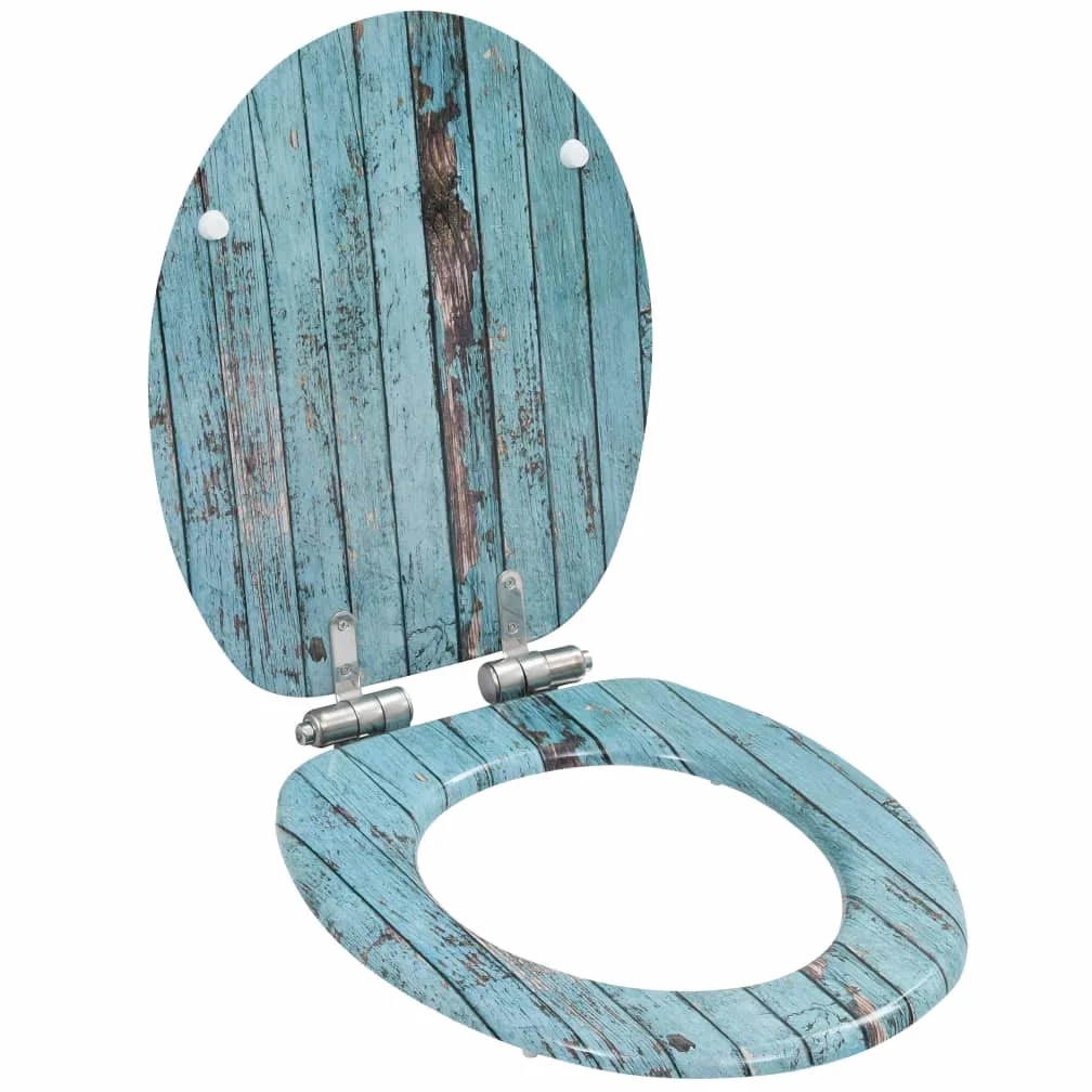 Tavoletta copriwater con abbassamento automatico, in MDF, design legno anticato, robuste cerniere in zinco cromato, larghezza regolabile 12-20 cm, adatto per comuni