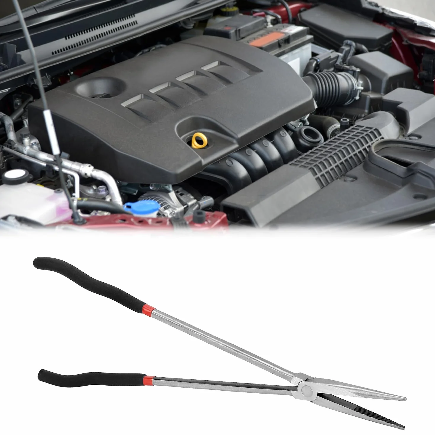 QWORK Pinza a becchi extra lunghi dritta 400 mm acciaio multifunzionale