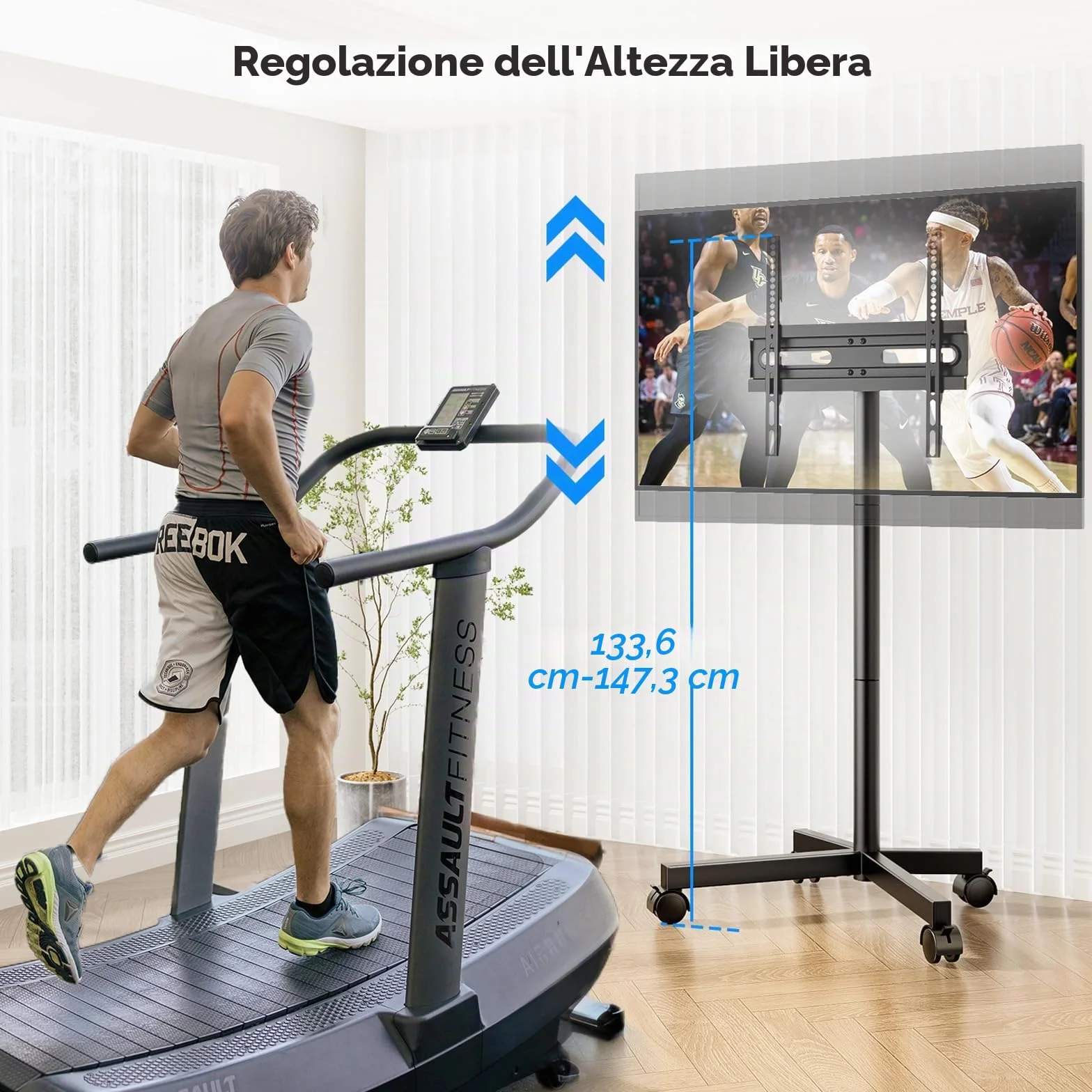 Supporto TV da Pavimento per Schermi Plasma/LCD/LED 23-60 Pollici con Ruote, Carrello Staffa Porta Mobile Supporto TV Fino a 40 kg, Max VESA 400 x 400 mm