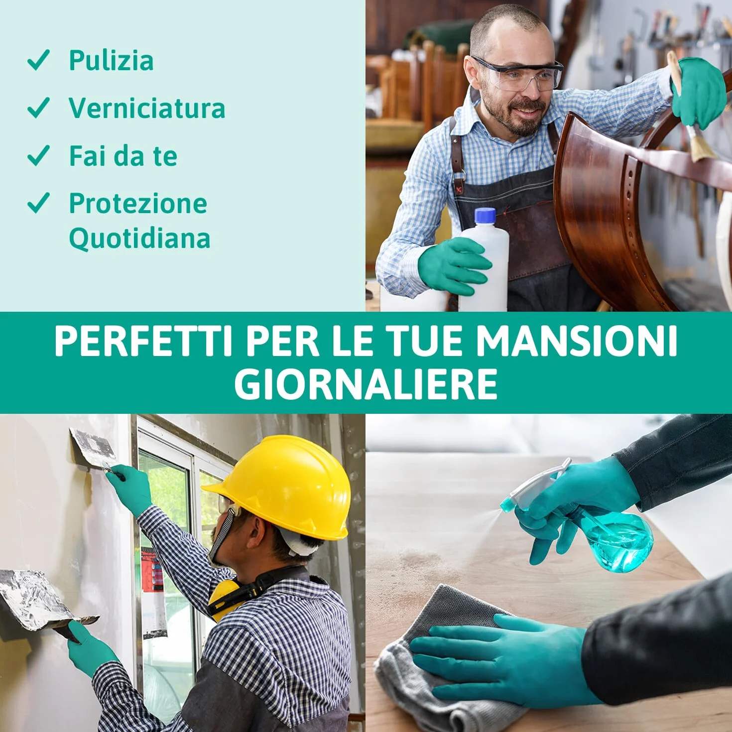 Ansell TouchNTuff 92-600 Guanti Monouso in Nitrile, Senza Polvere, Alta Resistenza Chimica, Verde, Taglia L (100 Pezzi)