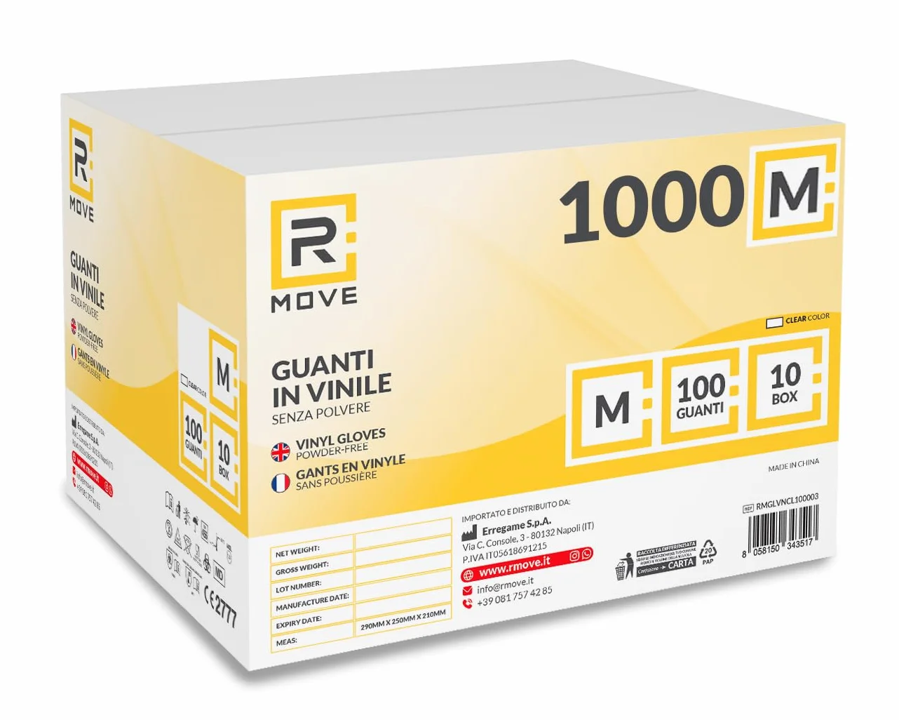 Guanti in vinile monouso M senza polvere 1000 pezzi ambidestri usa e getta per alimenti non sterili senza lattice ipoallergenici