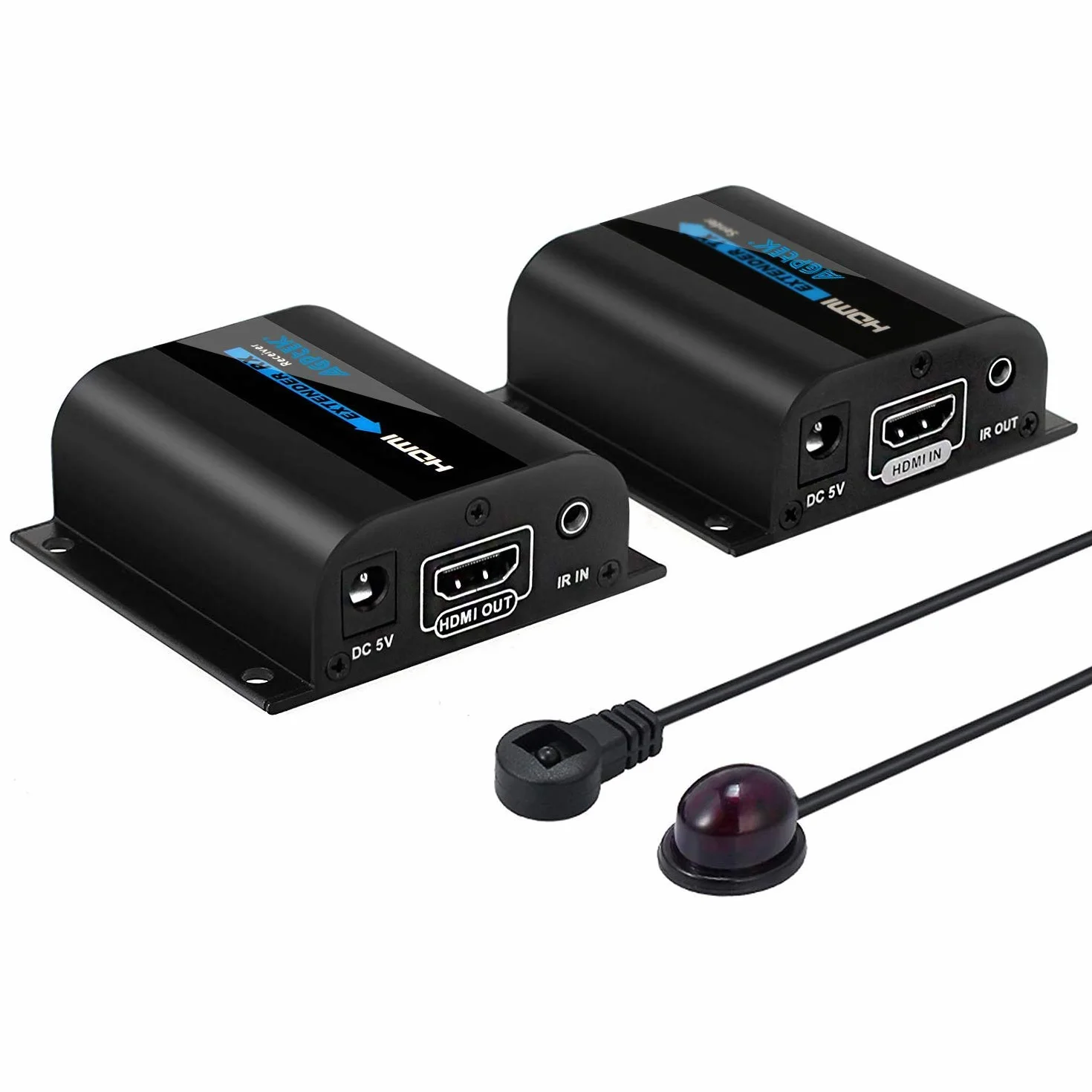 AGPTEK 1080P Estensore HDMI su CAT6/7/8 fino a 60m a 1080p, supporta Deep Color, 3D con telecomando IR (LKV372A)