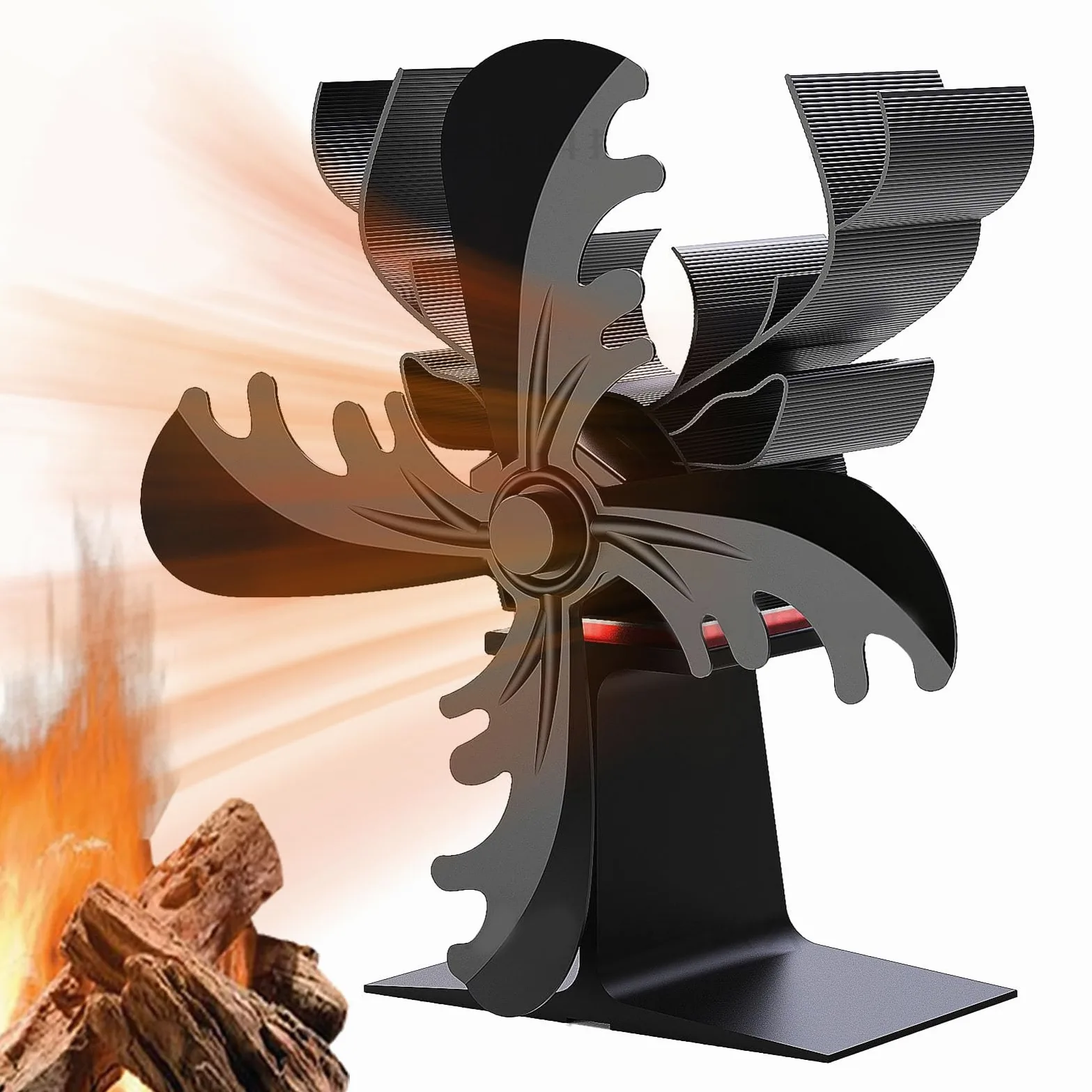 Ventilatore per Stufa a Legna Alimentato a Calore | Ventilatore | per Stufa a a 4 Foglie,Ventilatore Termico a Forma di Renna, per Stufa a Legna, Ventilatore per Stufa