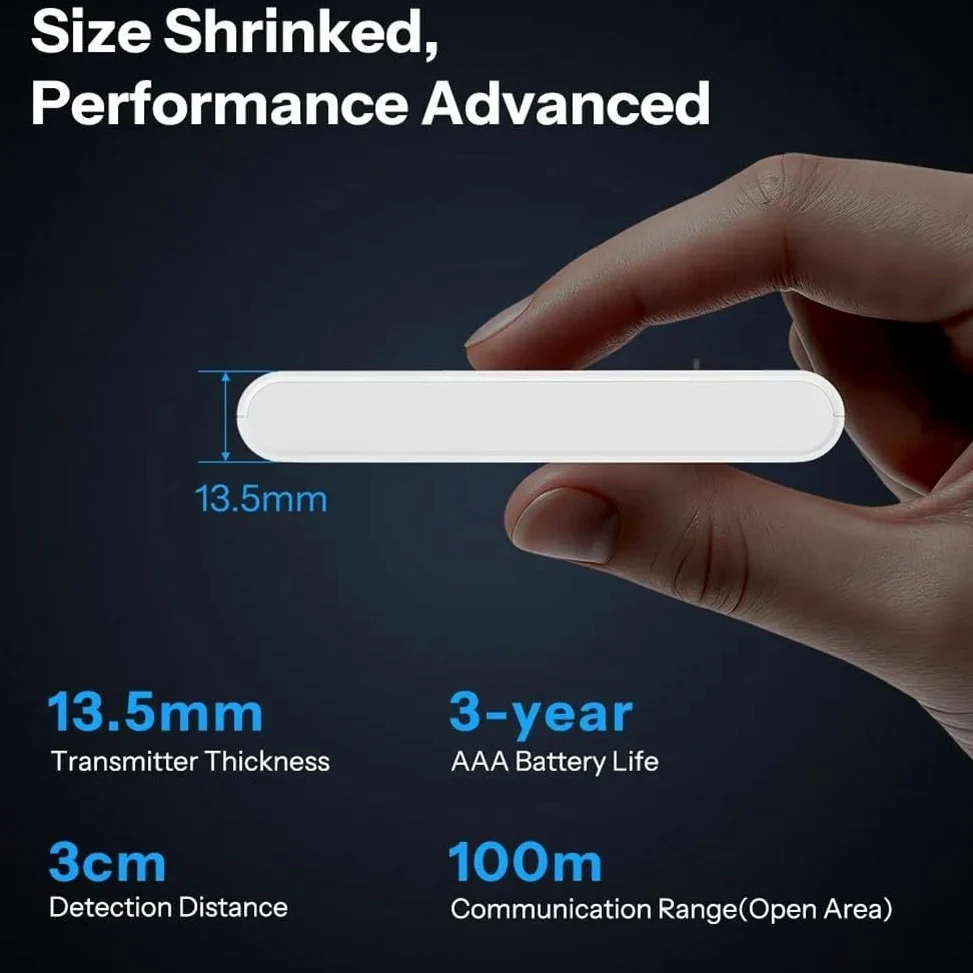 DAZZLEEX SenseGuard DW Sensore di contatto per porte e finestre SNZB-04PR2 Smart Security Alarm con rilevamento manomissione funziona con Google, 90 x 26 mm, bianco
