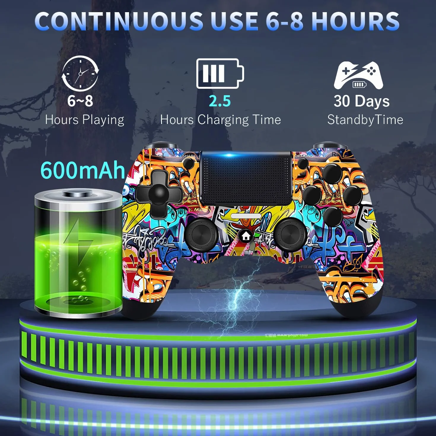 Stycizom Controller Compatibile con Ps-4,Controller Wireless Joystick Compatibile con PS-4/Pro/Slim/PC,Batteria Integrata da 600 mAh con Doppio Sensore di Vibrazione/6 Assi