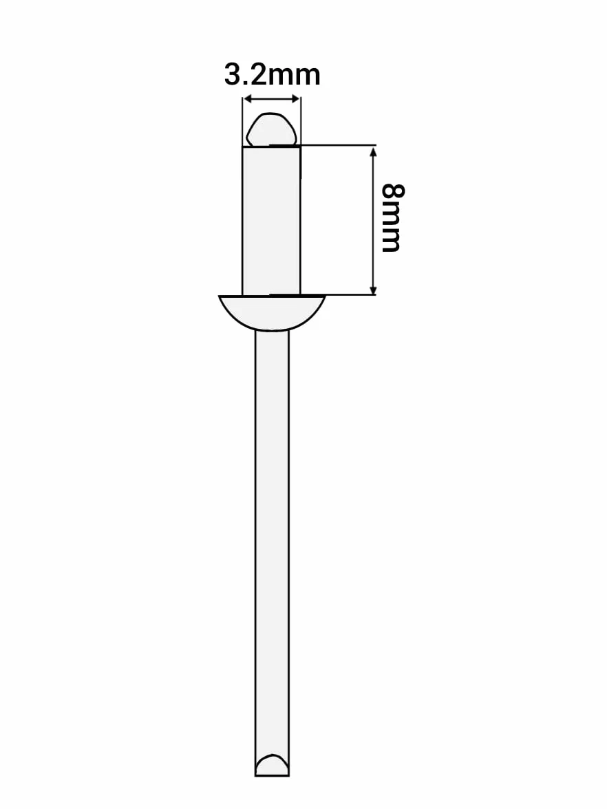 Marcopol Rivetti Ciechi Verniciati 3,2 x 8 mm DIN 7337 Alluminio Acciaio 100 Pezzi Grigio Antracite RAL 7016